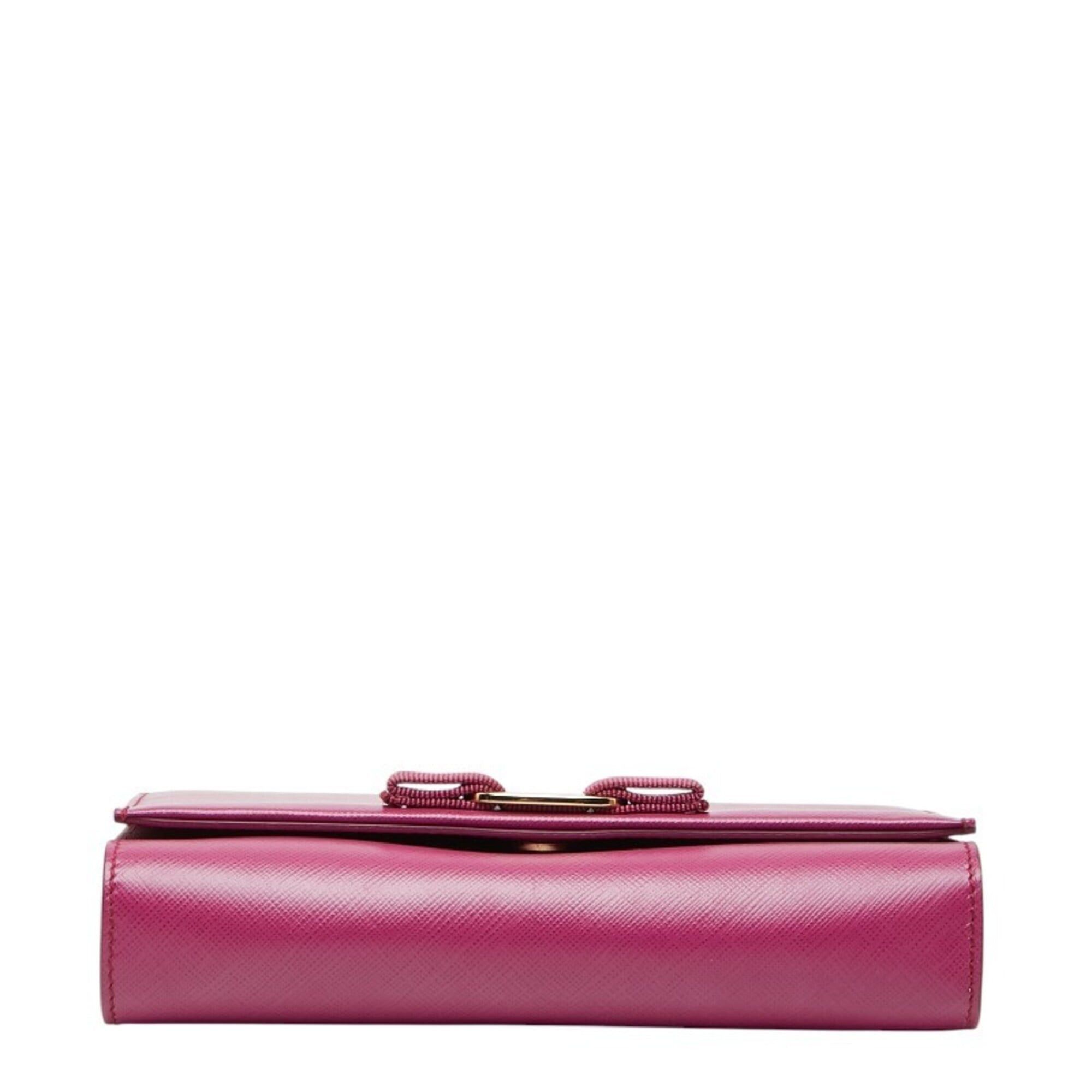 Salvatore Ferragamo Salvatore Ferragamo Vara Ribbon Chain Shoulder Bag KM-22 B558 Purple Leather Women's Size ONE SIZE - 3 Thumbnail
