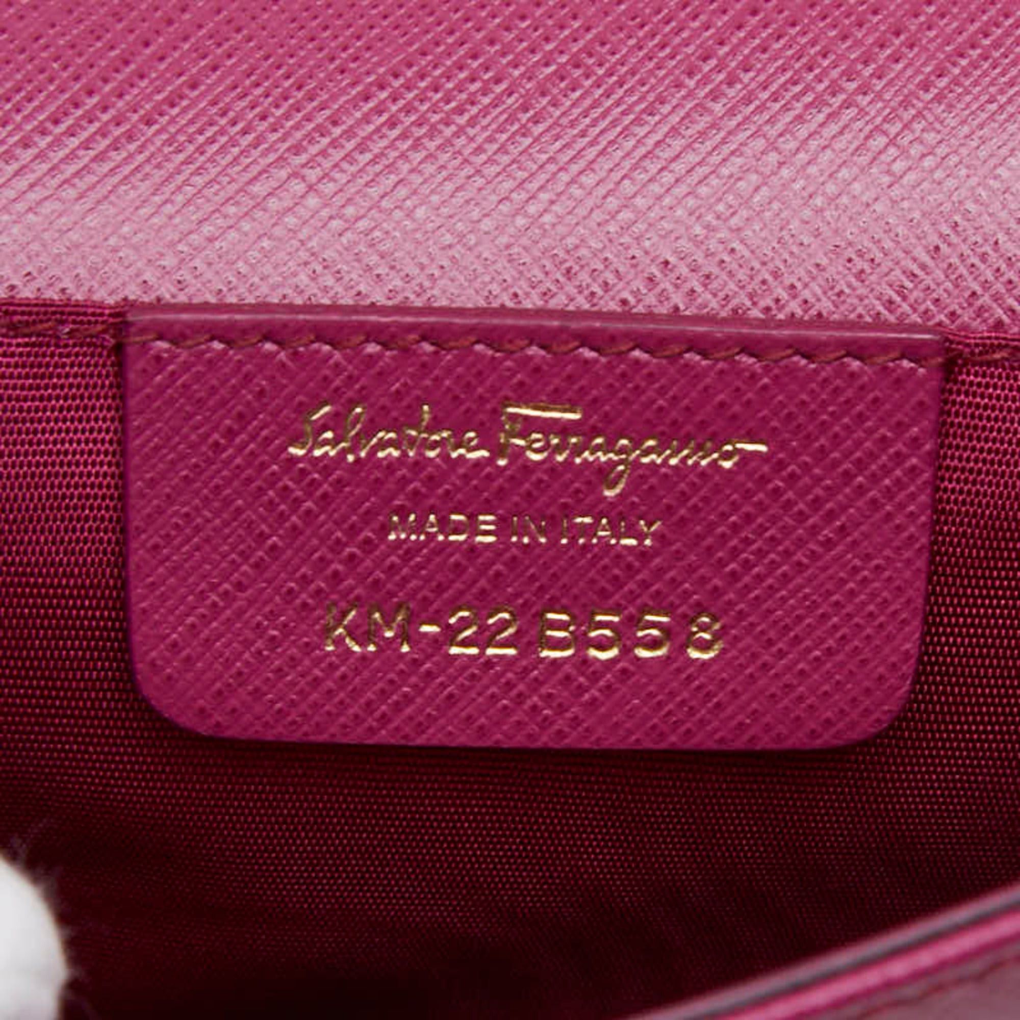 Salvatore Ferragamo Salvatore Ferragamo Vara Ribbon Chain Shoulder Bag KM-22 B558 Purple Leather Women's Size ONE SIZE - 10 Thumbnail