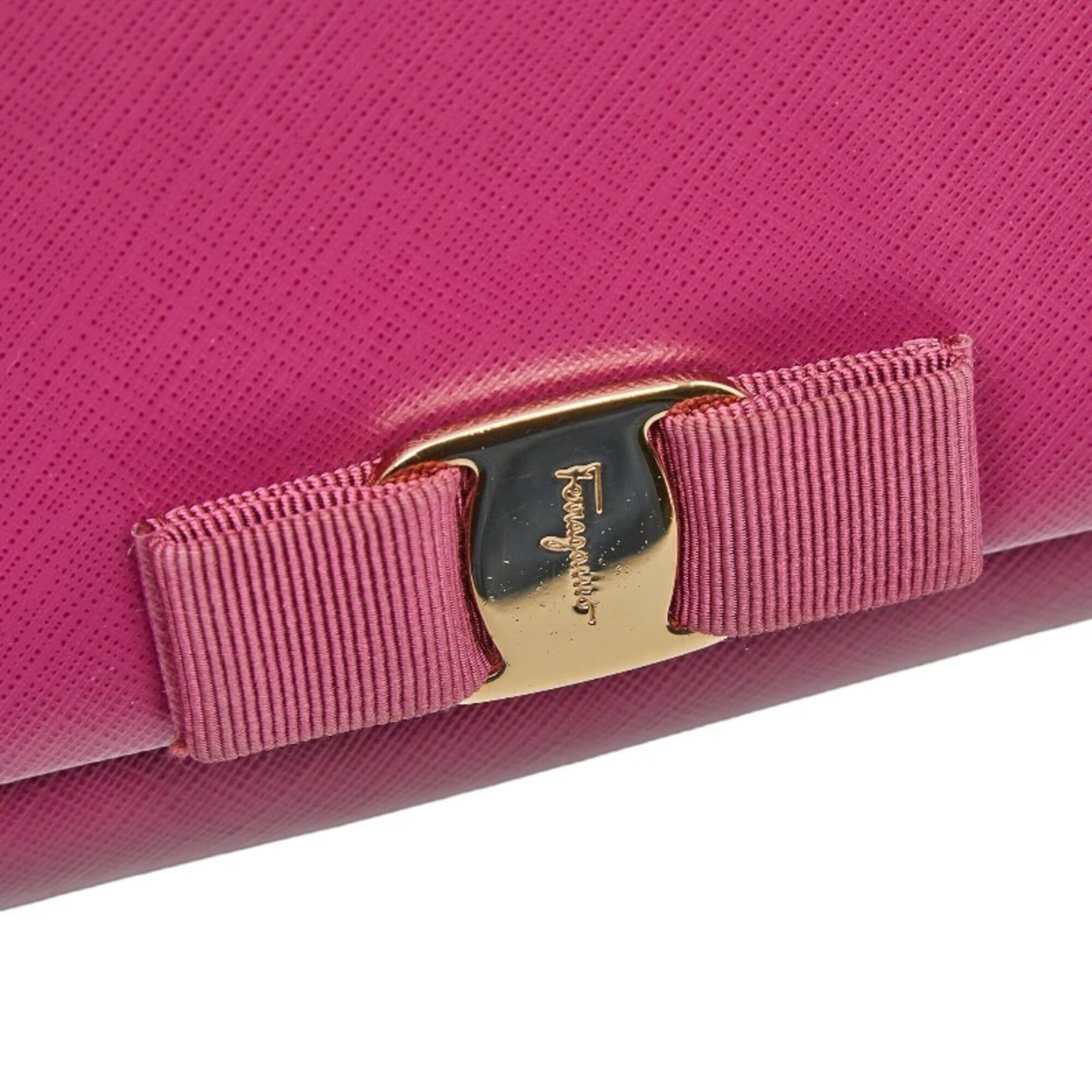 Salvatore Ferragamo Salvatore Ferragamo Vara Ribbon Chain Shoulder Bag KM-22 B558 Purple Leather Women's Size ONE SIZE - 8 Thumbnail