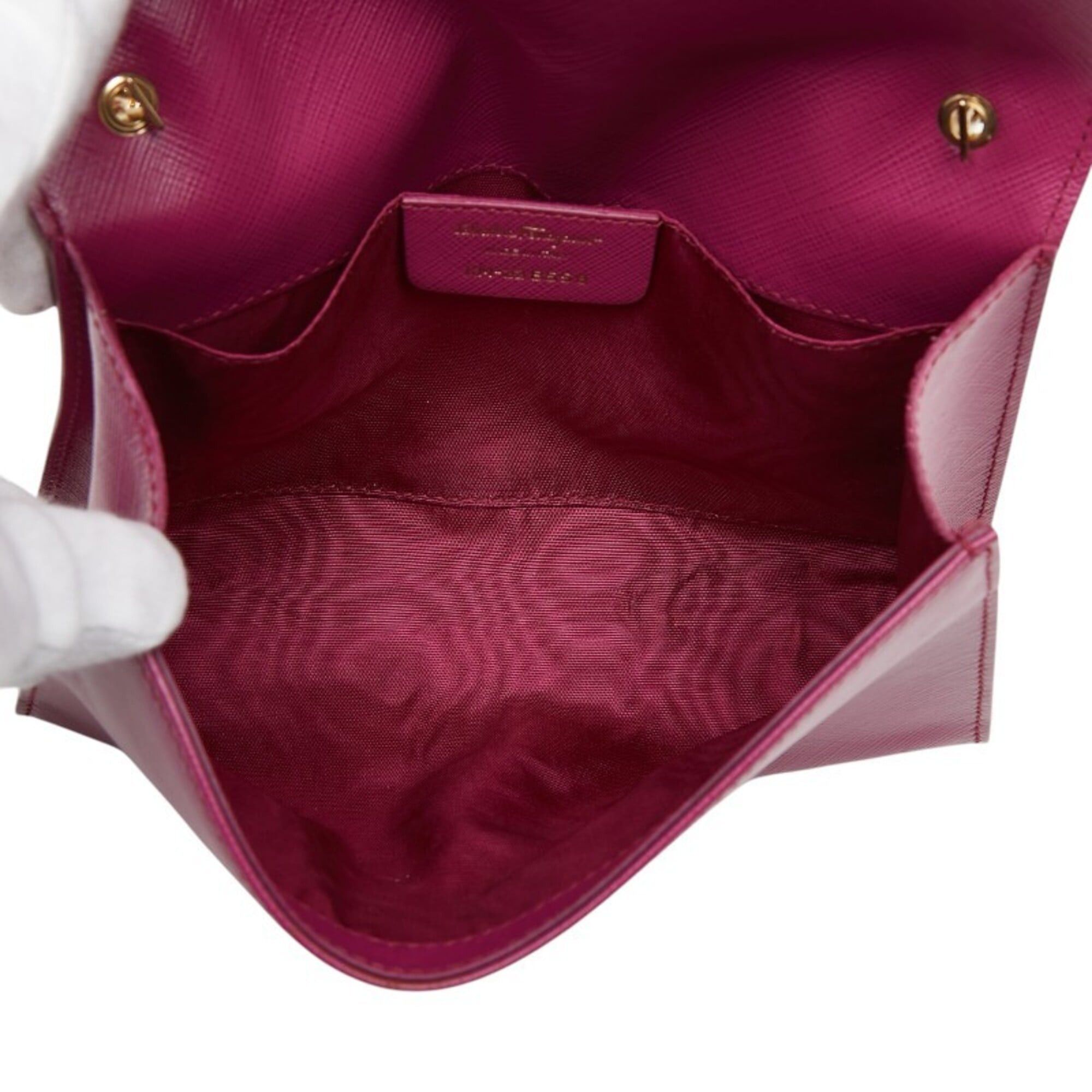 Salvatore Ferragamo Salvatore Ferragamo Vara Ribbon Chain Shoulder Bag KM-22 B558 Purple Leather Women's Size ONE SIZE - 9 Thumbnail