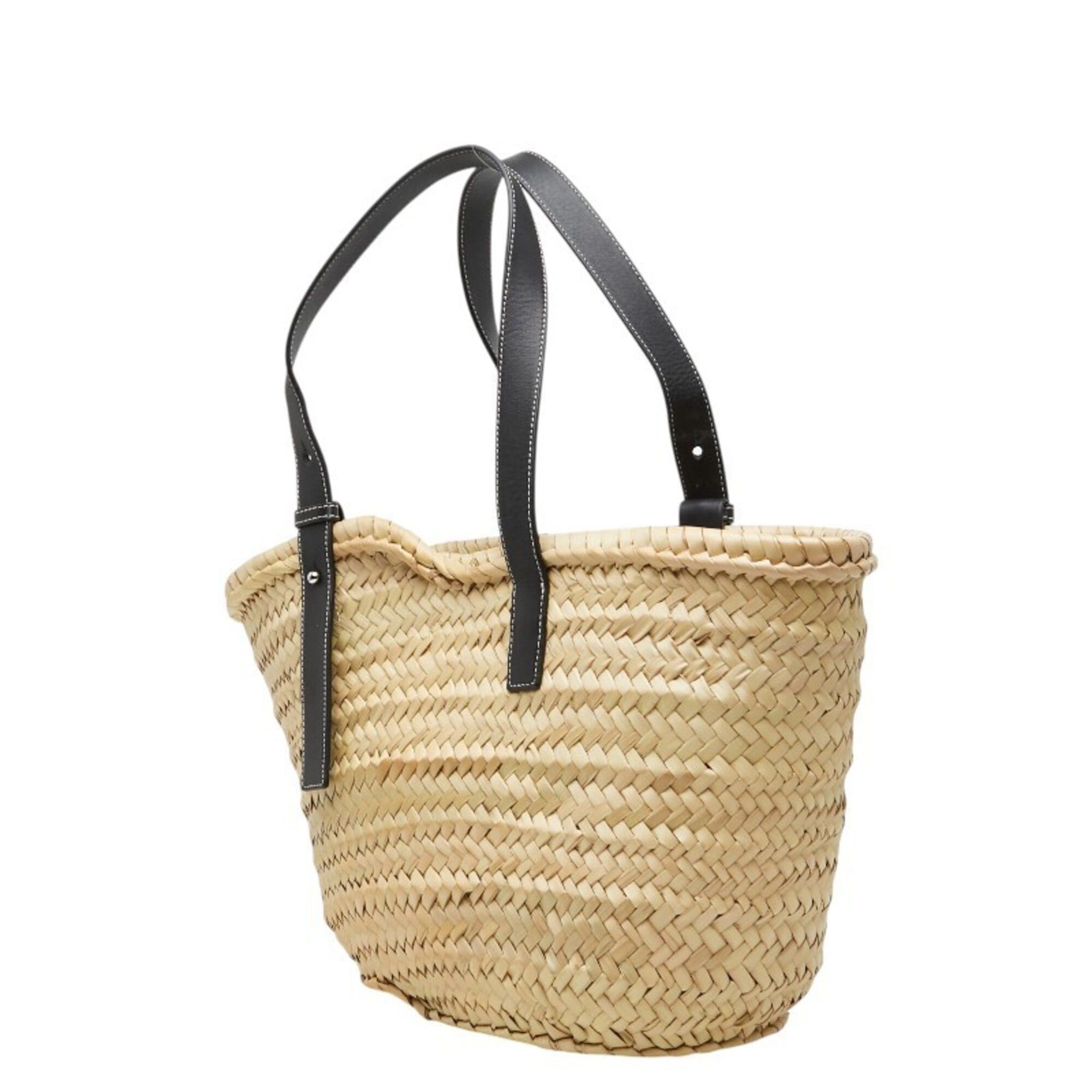 Loewe Loewe Basket Bag Medium Handbag Shoulder Natural Black Leather Palm Leaf Women's LOEWE Size ONE SIZE - 2 Thumbnail