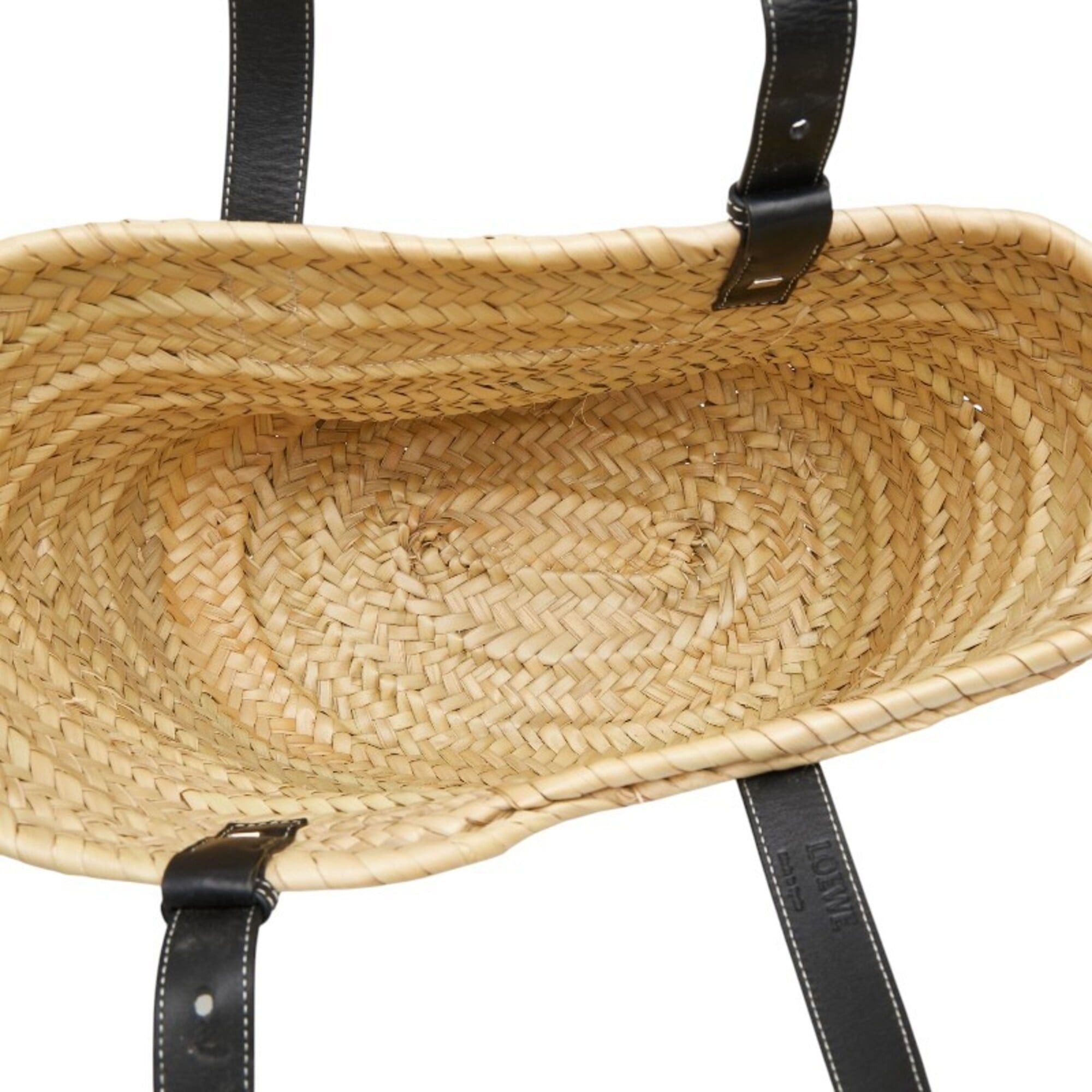 Loewe Loewe Basket Bag Medium Handbag Shoulder Natural Black Leather Palm Leaf Women's LOEWE Size ONE SIZE - 9 Thumbnail