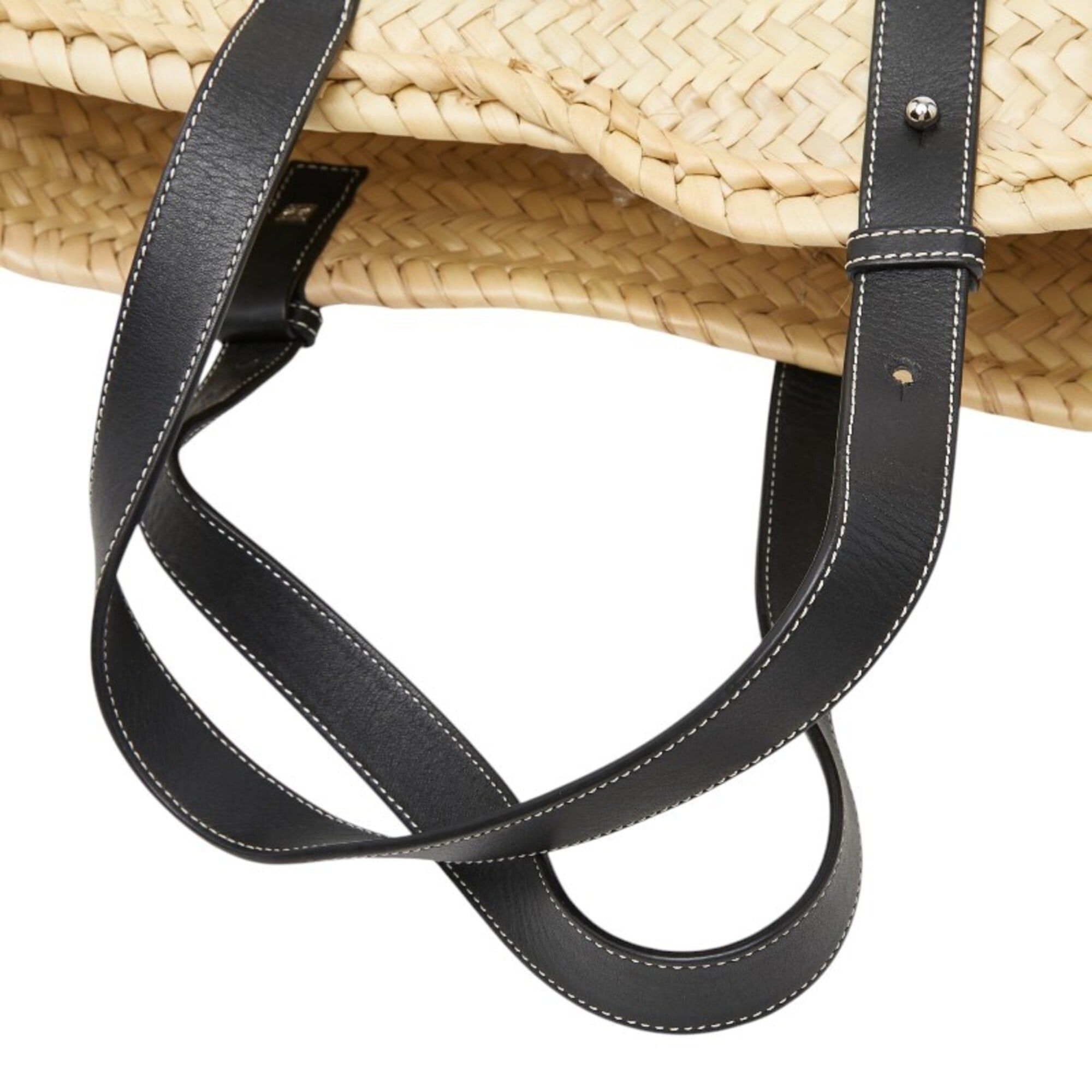 Loewe Loewe Basket Bag Medium Handbag Shoulder Natural Black Leather Palm Leaf Women's LOEWE Size ONE SIZE - 8 Thumbnail