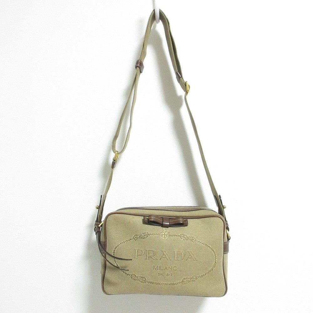 Prada Prada Prada Logo Jacquard Canvas Shoulder Bag Textile Shoulder Bag 1BH089 DUTY FREE for USA Size ONE SIZE - 3 Thumbnail