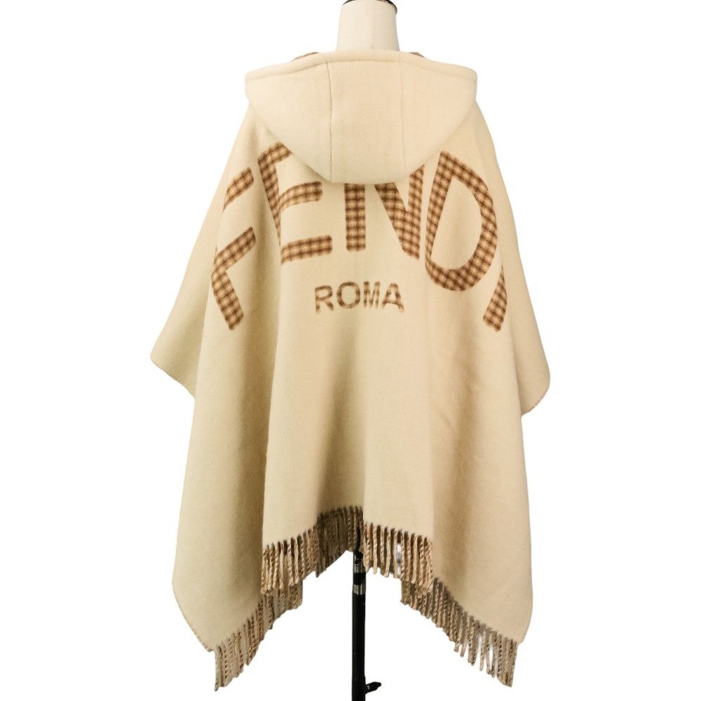 Fendi Fendi Fendi Wool Blend Hooded Cape Textile Shawl FXX722AHR1 DUTY FREE for USA Size ONE SIZE - 5 Thumbnail