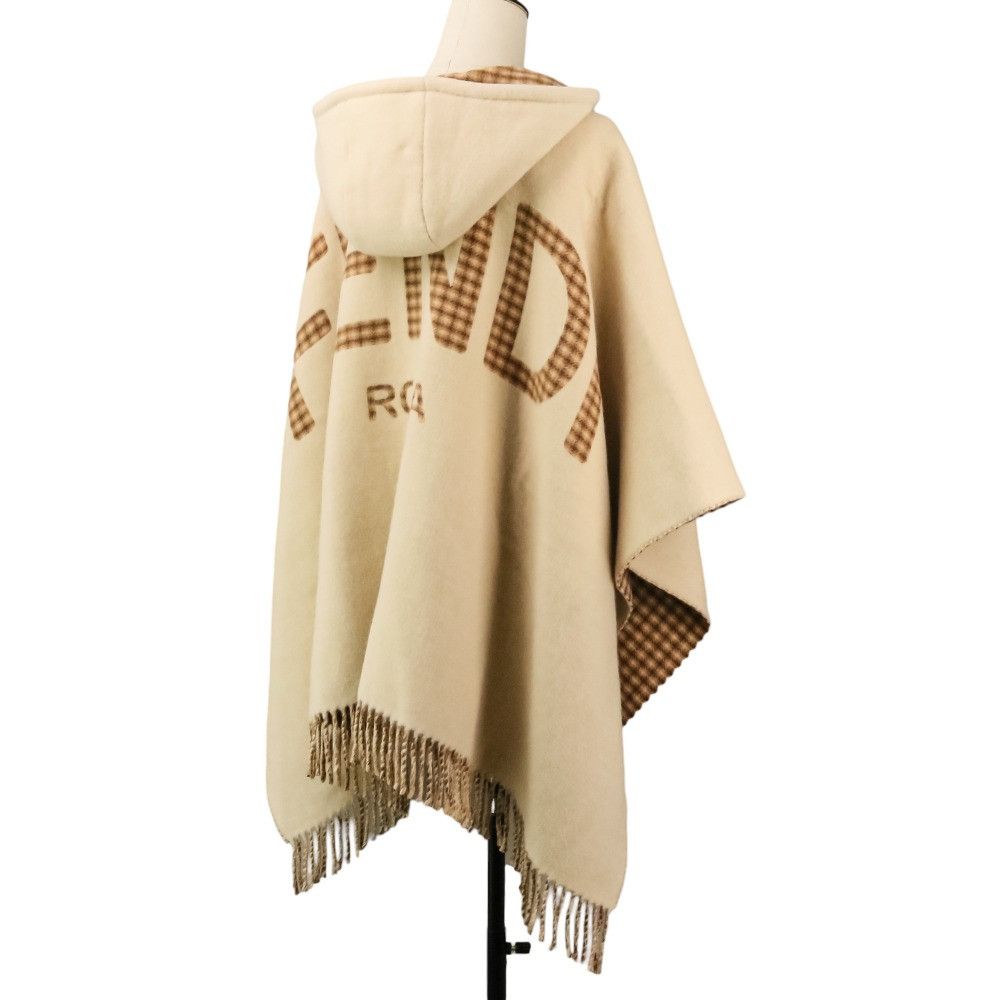 Fendi Fendi Fendi Wool Blend Hooded Cape Textile Shawl FXX722AHR1 DUTY FREE for USA Size ONE SIZE - 8 Thumbnail