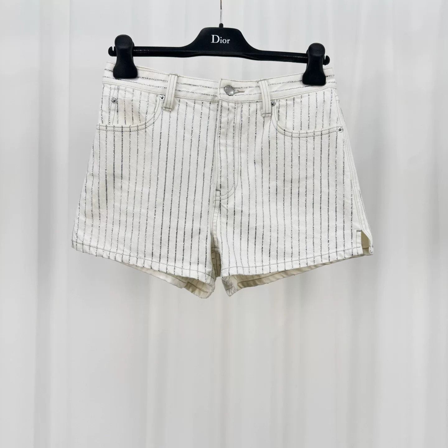 Alexander Wang Alexander Wang Crystal Stripe Denim Shorts Size 26 Size 26" / US 2 / IT 38 - 2 Thumbnail