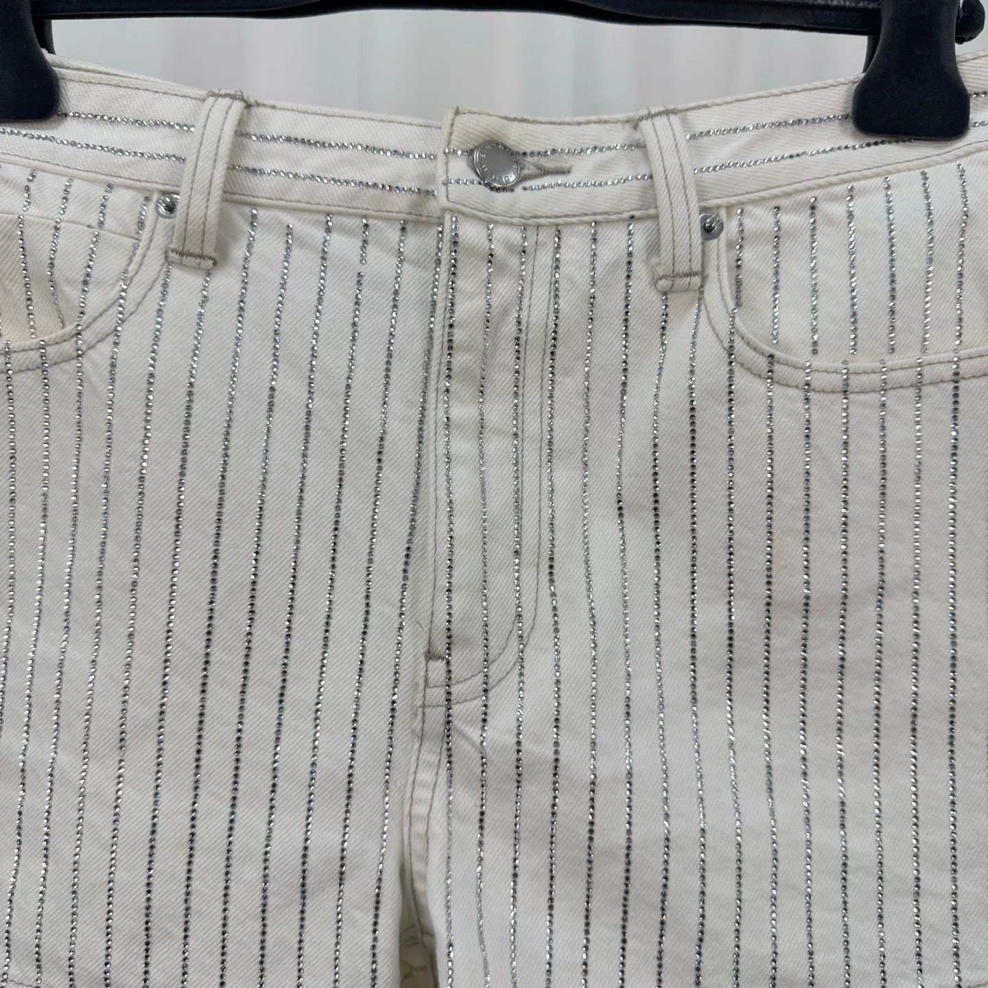 Alexander Wang Alexander Wang Crystal Stripe Denim Shorts Size 26 Size 26" / US 2 / IT 38 - 4 Thumbnail