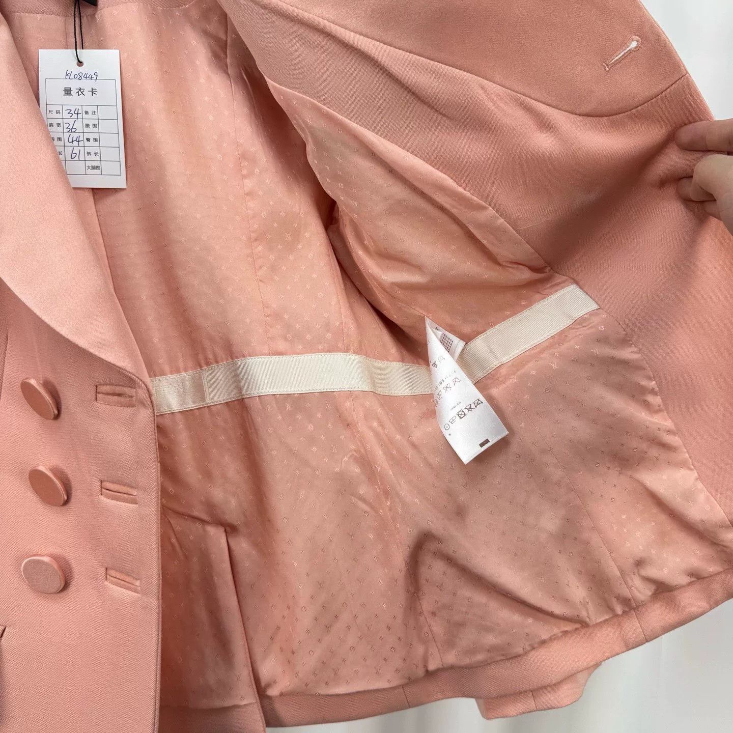 Louis Vuitton Louis Vuitton Pink Wool Double Breasted Blazer Size 34 Size XS / US 0-2 / IT 36-38 - 7 Thumbnail