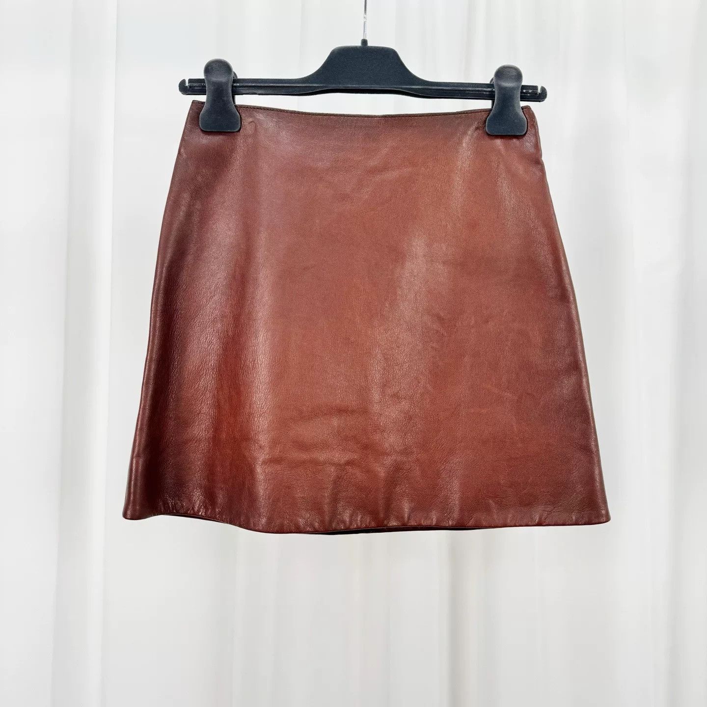 Miu Miu Miu Miu Brown Leather Mini Skirt Size 36 Size 25" / US 0 / IT 36 - 3 Thumbnail