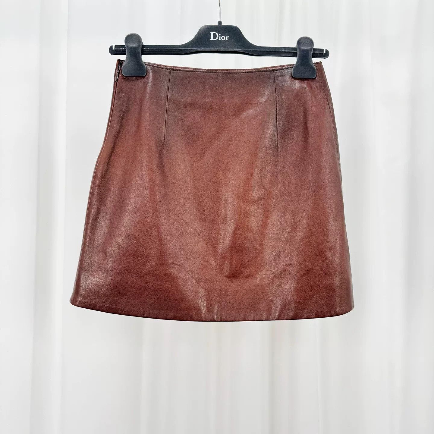Miu Miu Miu Miu Brown Leather Mini Skirt Size 36 Size 25" / US 0 / IT 36 - 2 Thumbnail