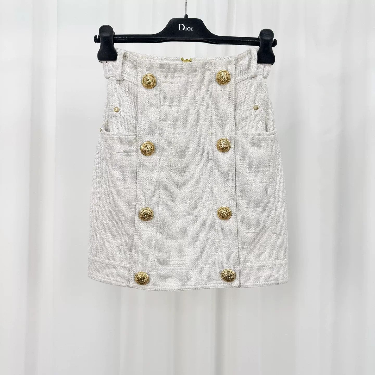 Balmain Balmain Gold Button Tweed Mini Skirt Size 34 Size 25" / US 0 / IT 36 - 2 Thumbnail