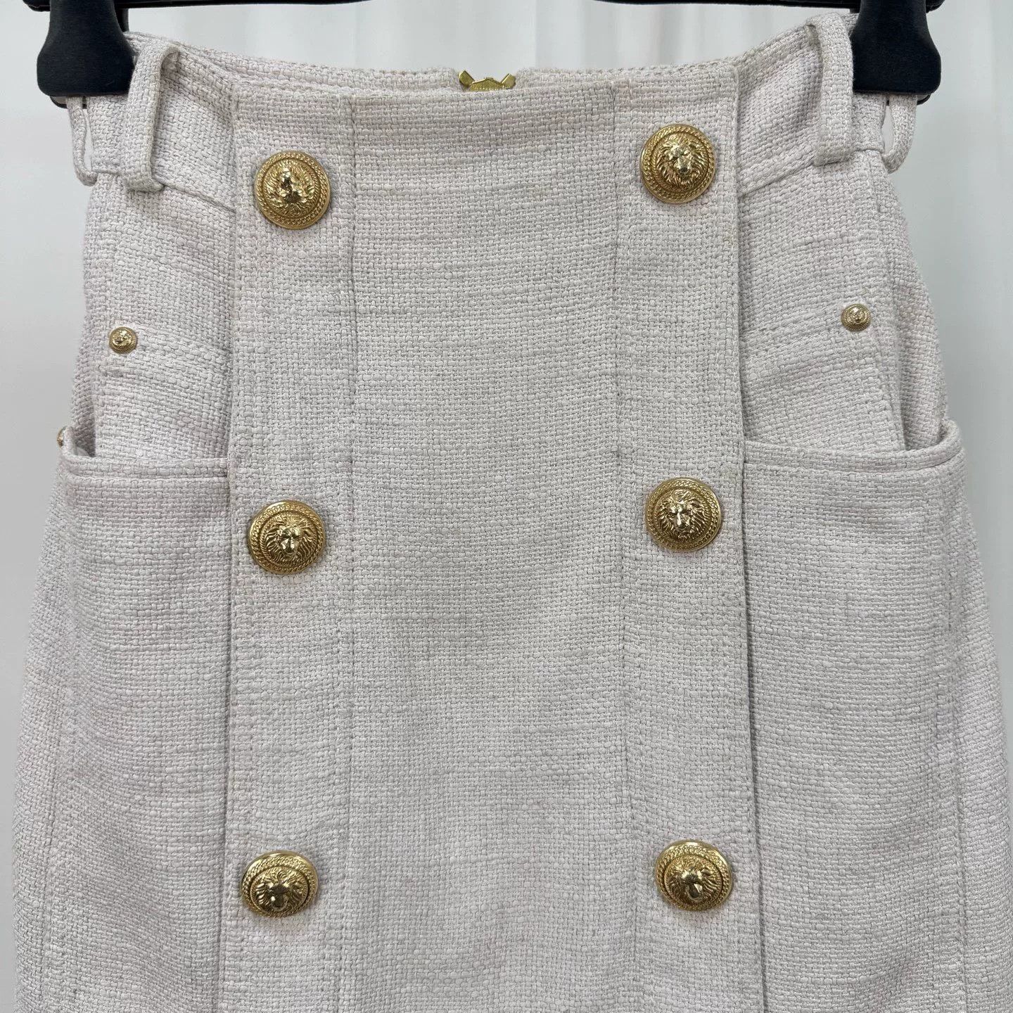 Balmain Balmain Gold Button Tweed Mini Skirt Size 34 Size 25" / US 0 / IT 36 - 4 Thumbnail