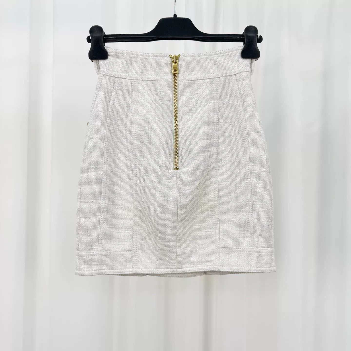 Balmain Balmain Gold Button Tweed Mini Skirt Size 34 Size 25" / US 0 / IT 36 - 3 Thumbnail