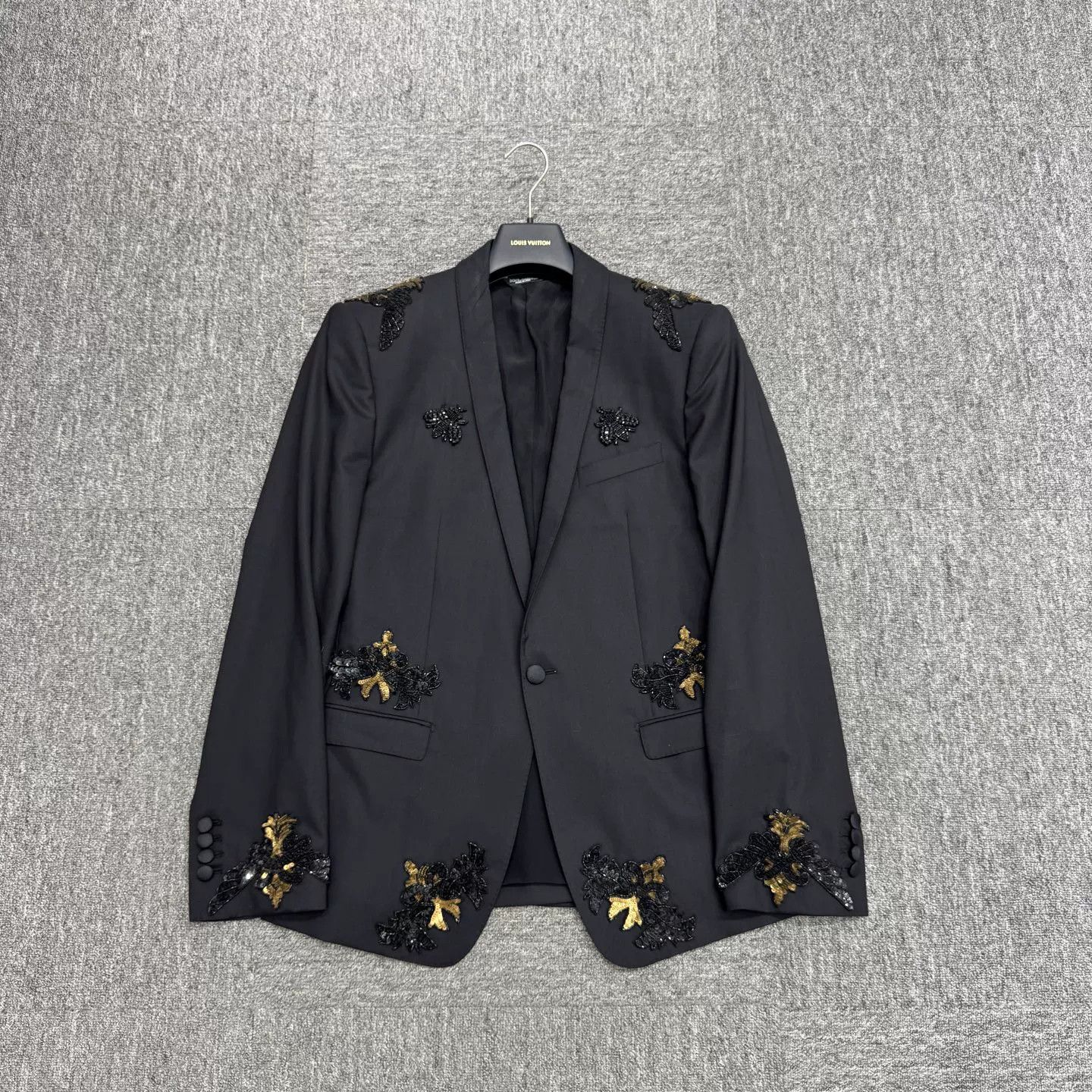 Dolce & Gabbana Dolce & Gabbana Gold Sequin Wool Blazer Size 38R Size 38R - 2 Thumbnail