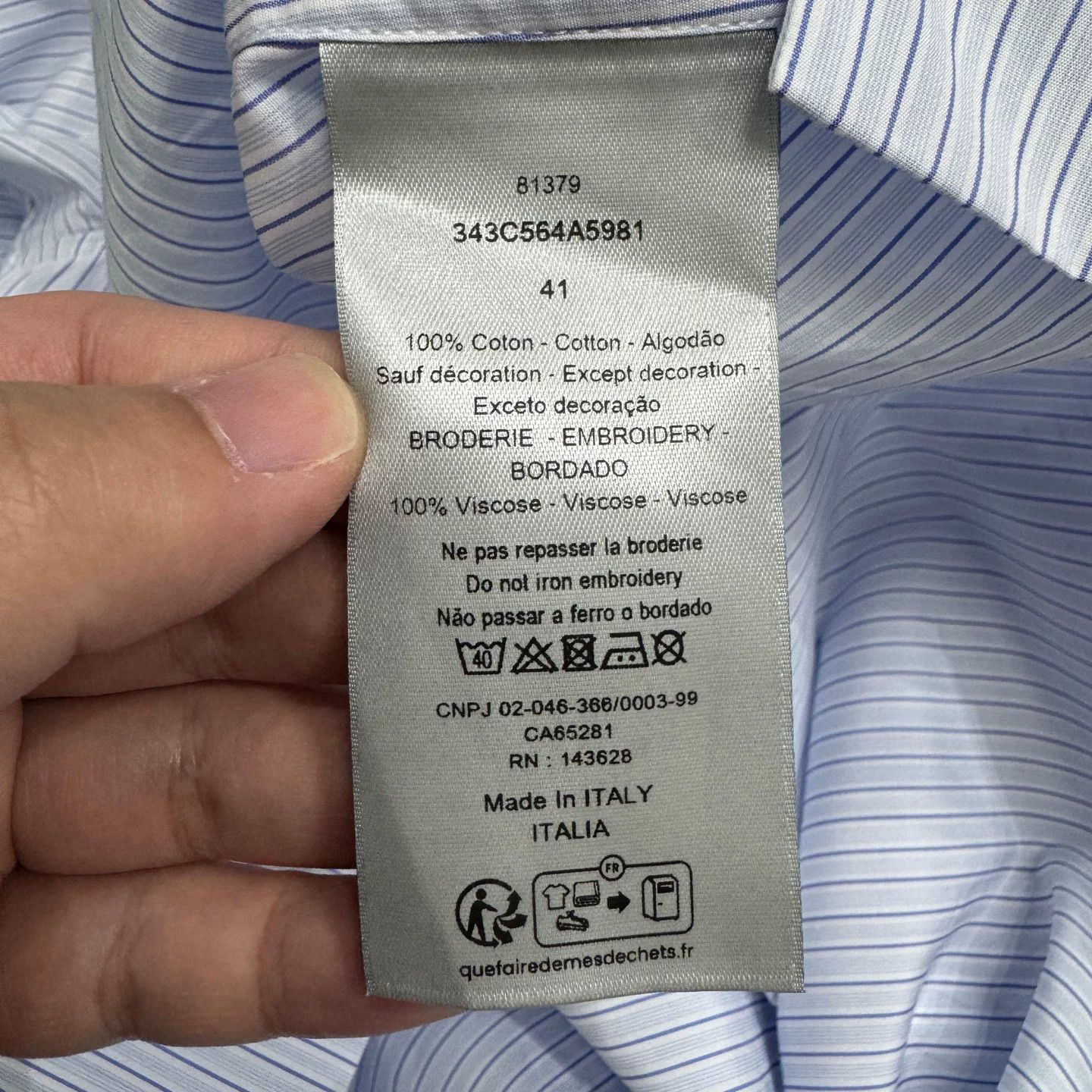 Dior Dior Blue Striped Button Up Shirt Size L Size US L / EU 52-54 / 3 - 4 Thumbnail