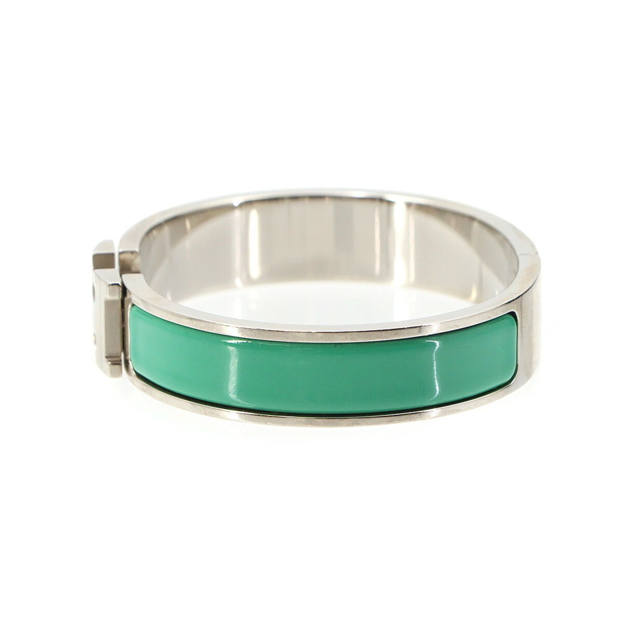 Hermes Hermes Clic H PM Bangle, Green, Silver Size ONE SIZE - 3 Thumbnail