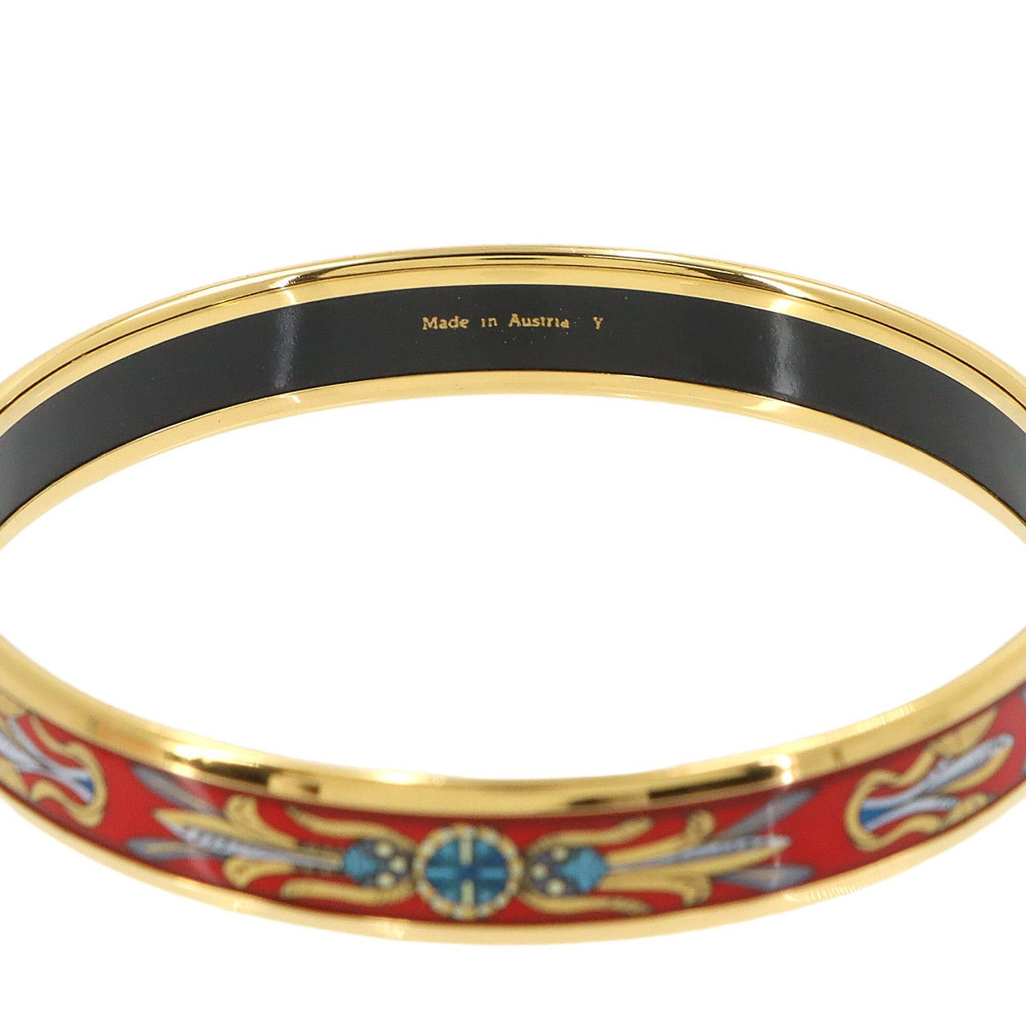 Hermes Hermes Email PM Bangle Bracelet Gold Red Size ONE SIZE - 3 Thumbnail
