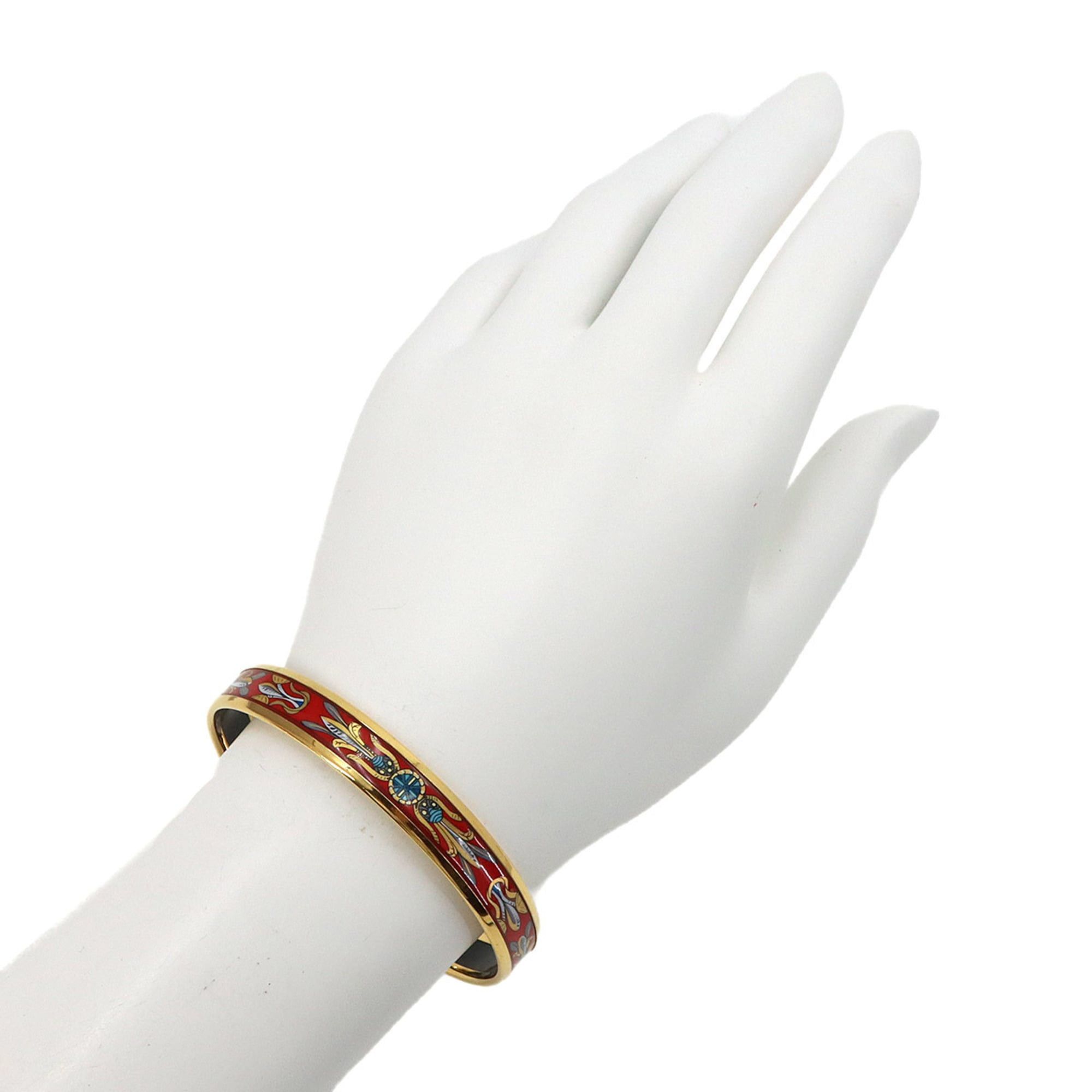 Hermes Hermes Email PM Bangle Bracelet Gold Red Size ONE SIZE - 5 Thumbnail