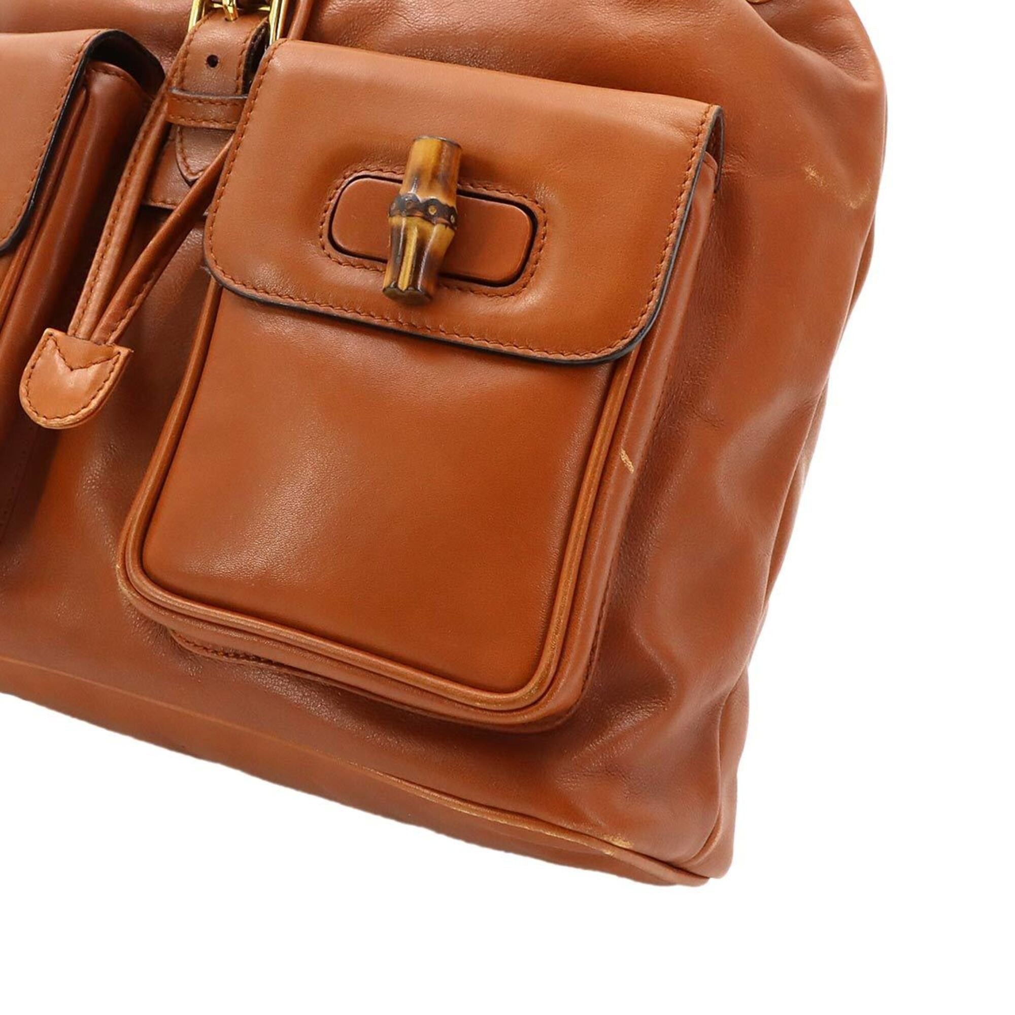 Gucci Gucci Bamboo Backpack, Leather, Brown, Gold Hardware, 003.1998.0016 Size ONE SIZE - 9 Thumbnail