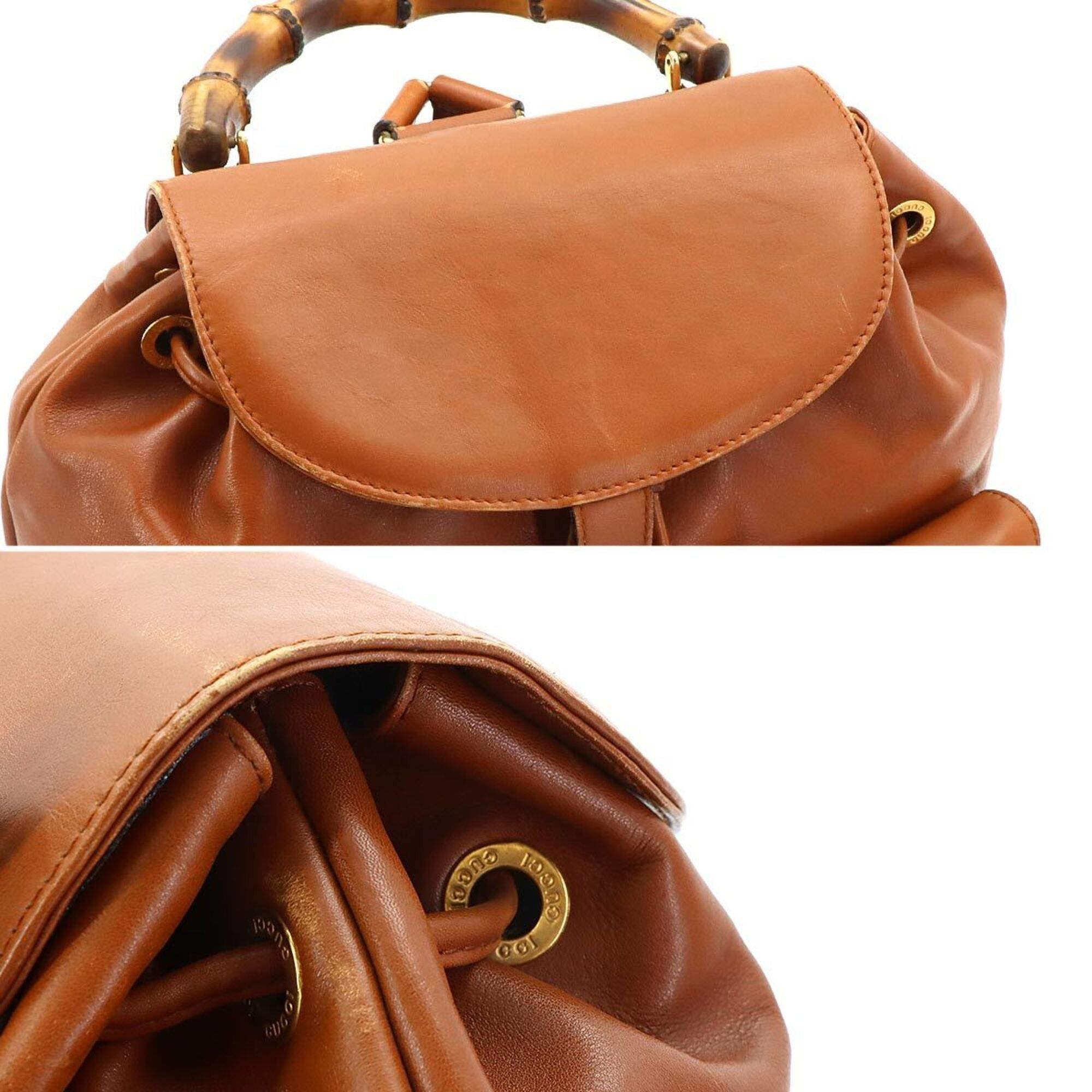 Gucci Gucci Bamboo Backpack, Leather, Brown, Gold Hardware, 003.1998.0016 Size ONE SIZE - 7 Thumbnail