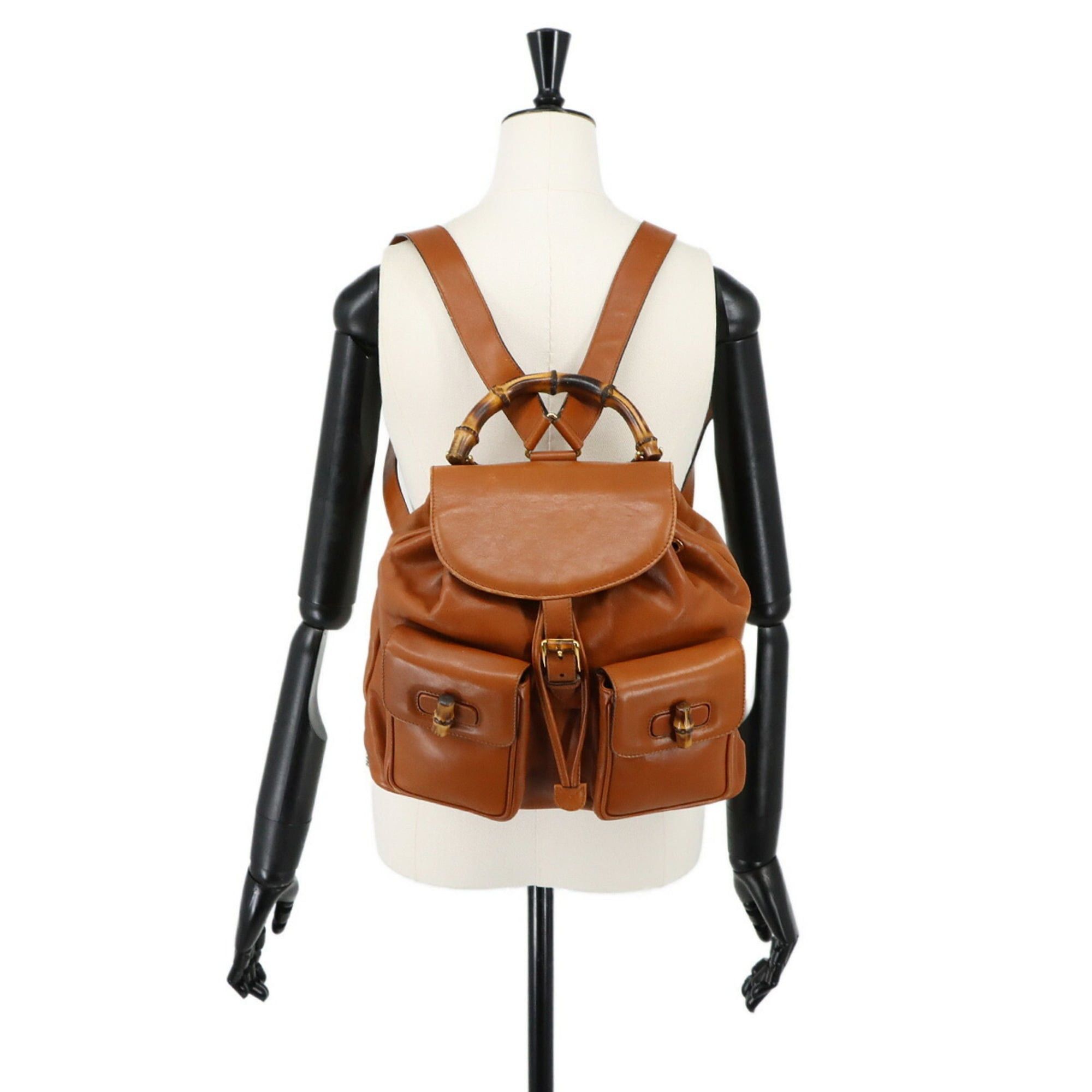 Gucci Gucci Bamboo Backpack, Leather, Brown, Gold Hardware, 003.1998.0016 Size ONE SIZE - 10 Thumbnail