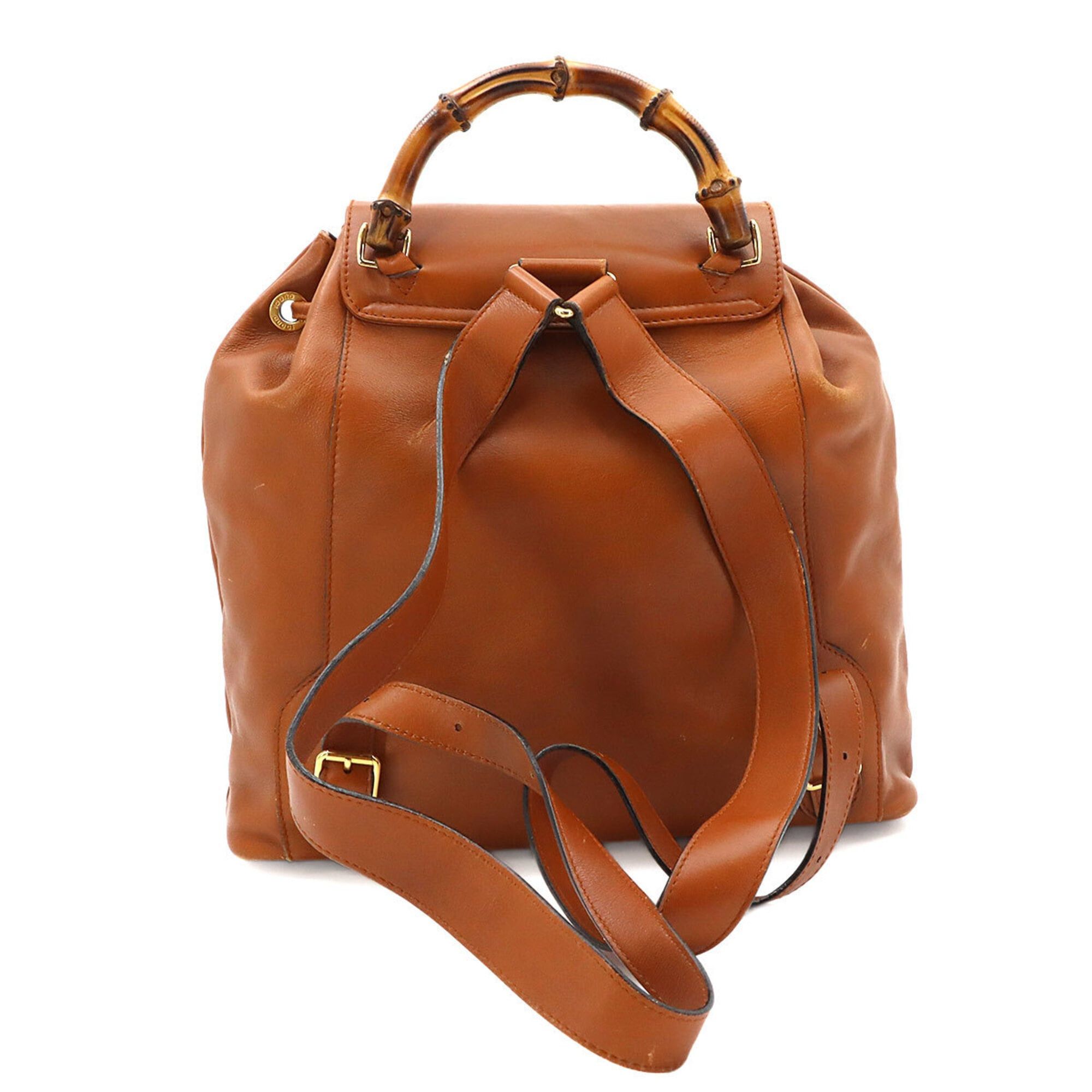 Gucci Gucci Bamboo Backpack, Leather, Brown, Gold Hardware, 003.1998.0016 Size ONE SIZE - 2 Thumbnail
