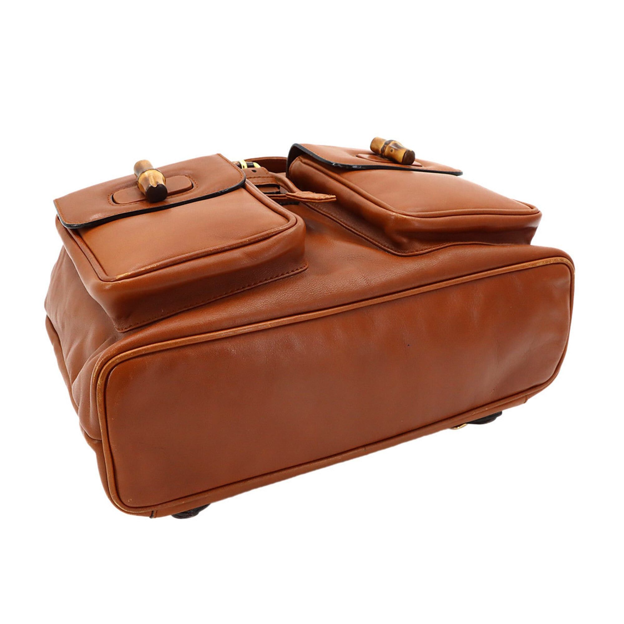Gucci Gucci Bamboo Backpack, Leather, Brown, Gold Hardware, 003.1998.0016 Size ONE SIZE - 4 Thumbnail
