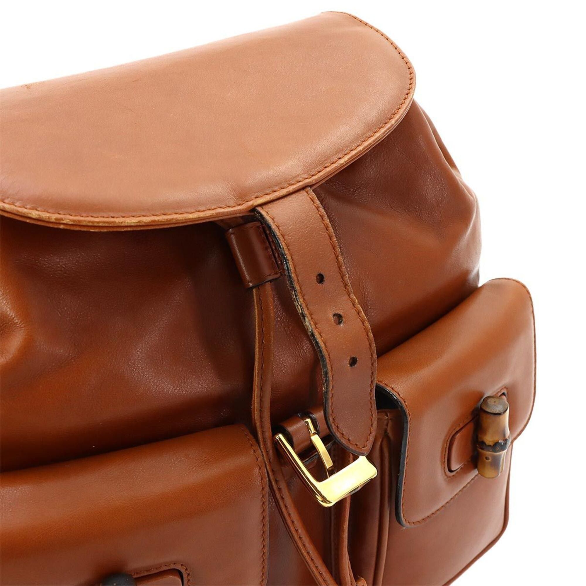 Gucci Gucci Bamboo Backpack, Leather, Brown, Gold Hardware, 003.1998.0016 Size ONE SIZE - 8 Thumbnail