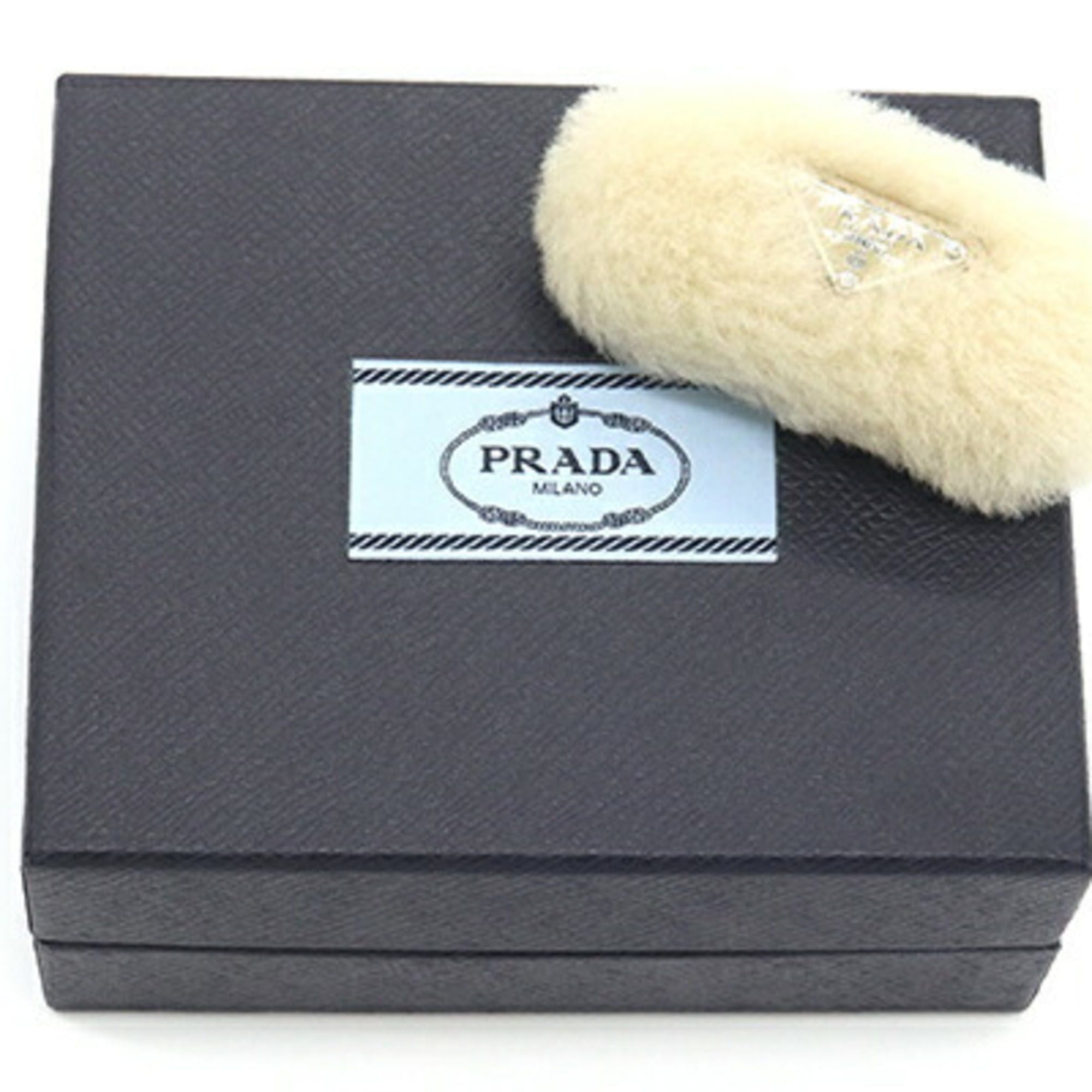 Prada Prada Barrette 1IF129 Beige Shearling Hair Clip Accessory for Women PRADA Size ONE SIZE - 5 Thumbnail