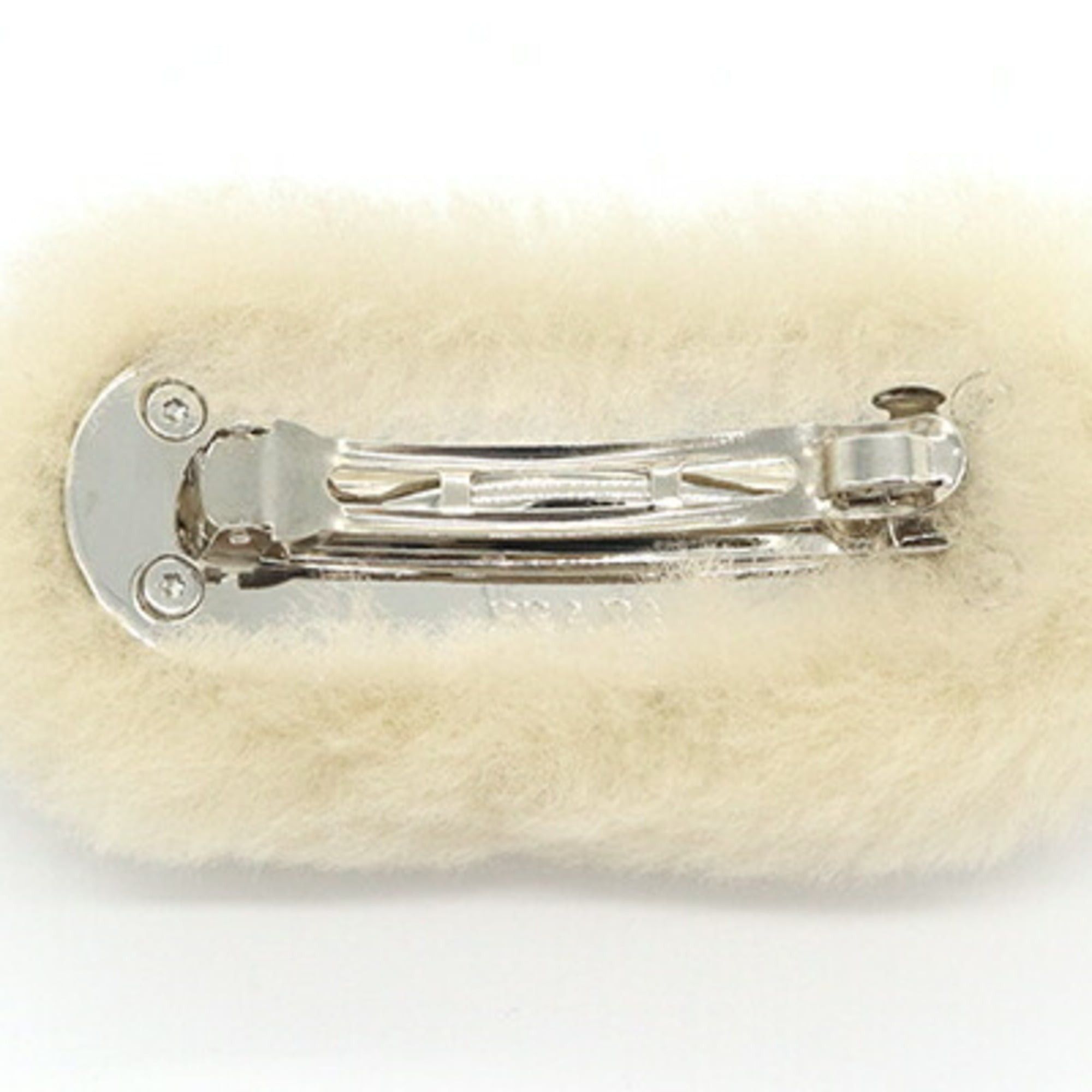 Prada Prada Barrette 1IF129 Beige Shearling Hair Clip Accessory for Women PRADA Size ONE SIZE - 2 Thumbnail