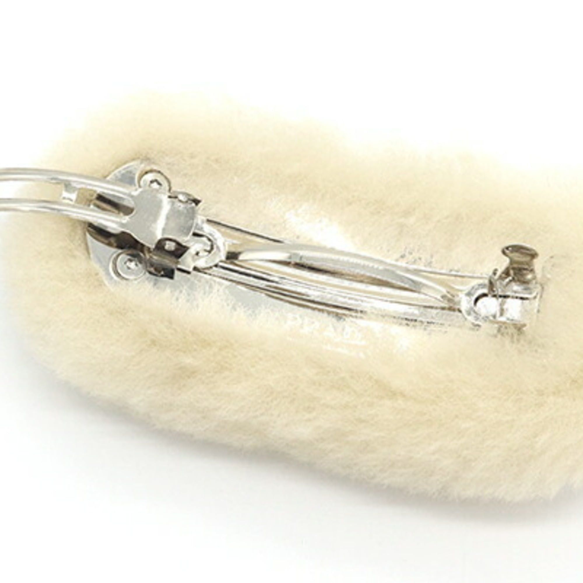 Prada Prada Barrette 1IF129 Beige Shearling Hair Clip Accessory for Women PRADA Size ONE SIZE - 3 Thumbnail