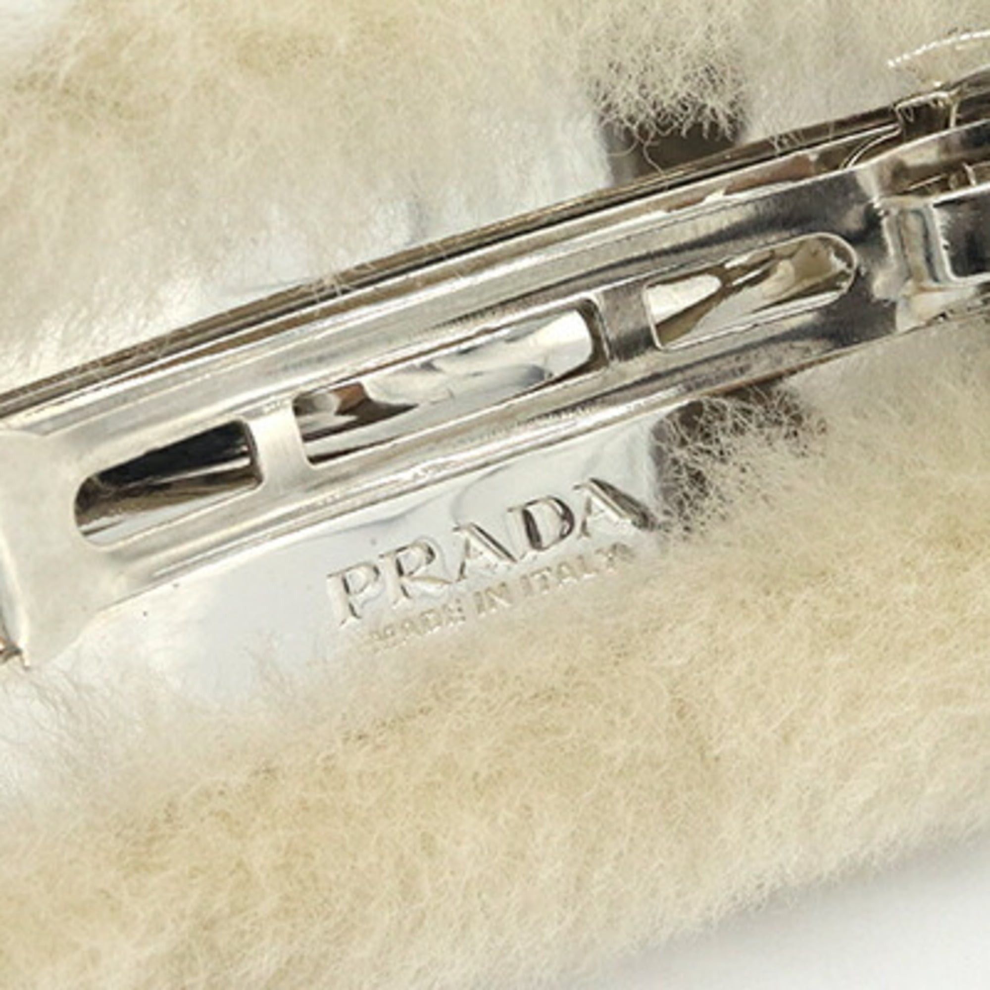 Prada Prada Barrette 1IF129 Beige Shearling Hair Clip Accessory for Women PRADA Size ONE SIZE - 4 Thumbnail