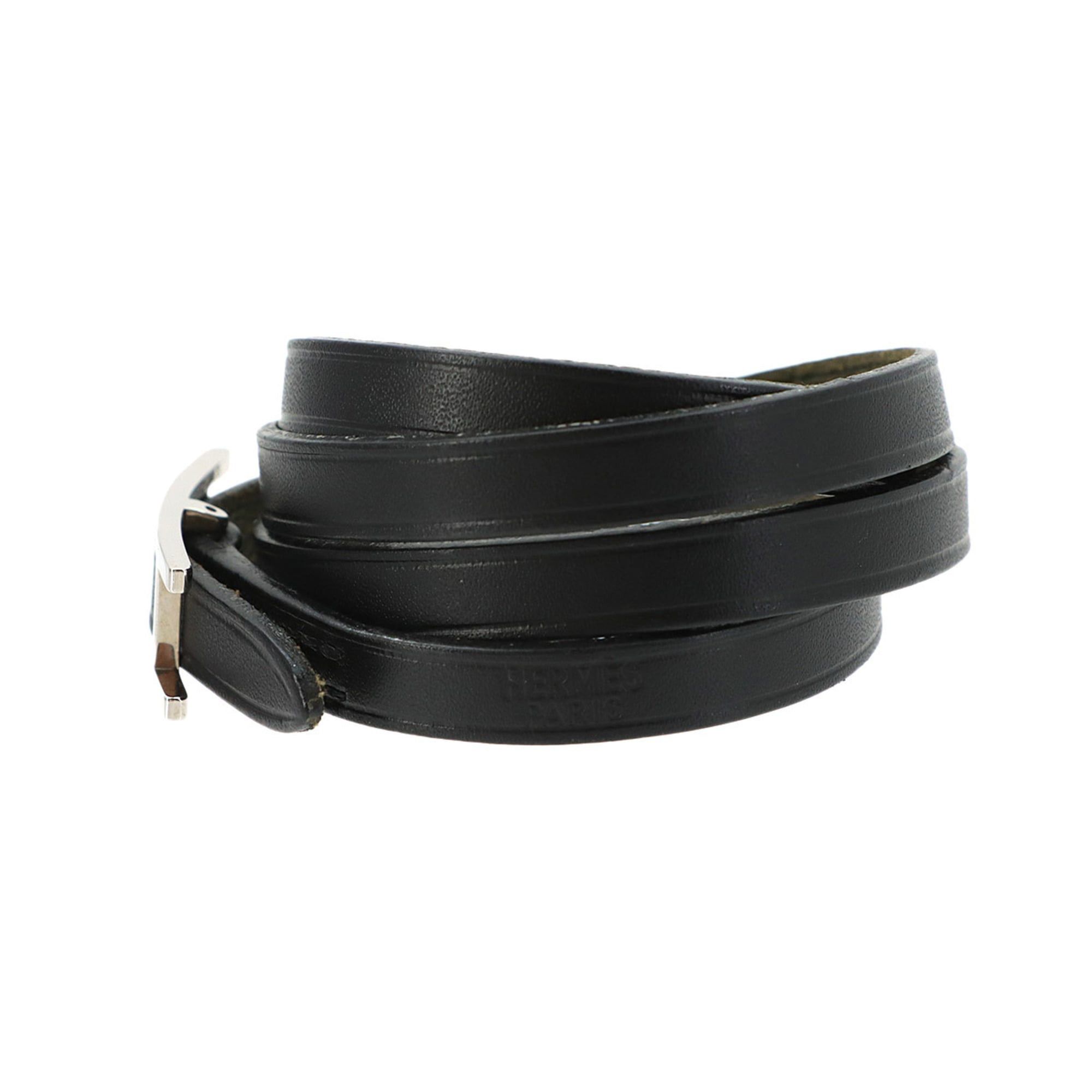 Hermes Hermes Hapi3 Bracelet, Swift Leather, Black, □I Stamp, Silver Hardware Size ONE SIZE - 3 Thumbnail