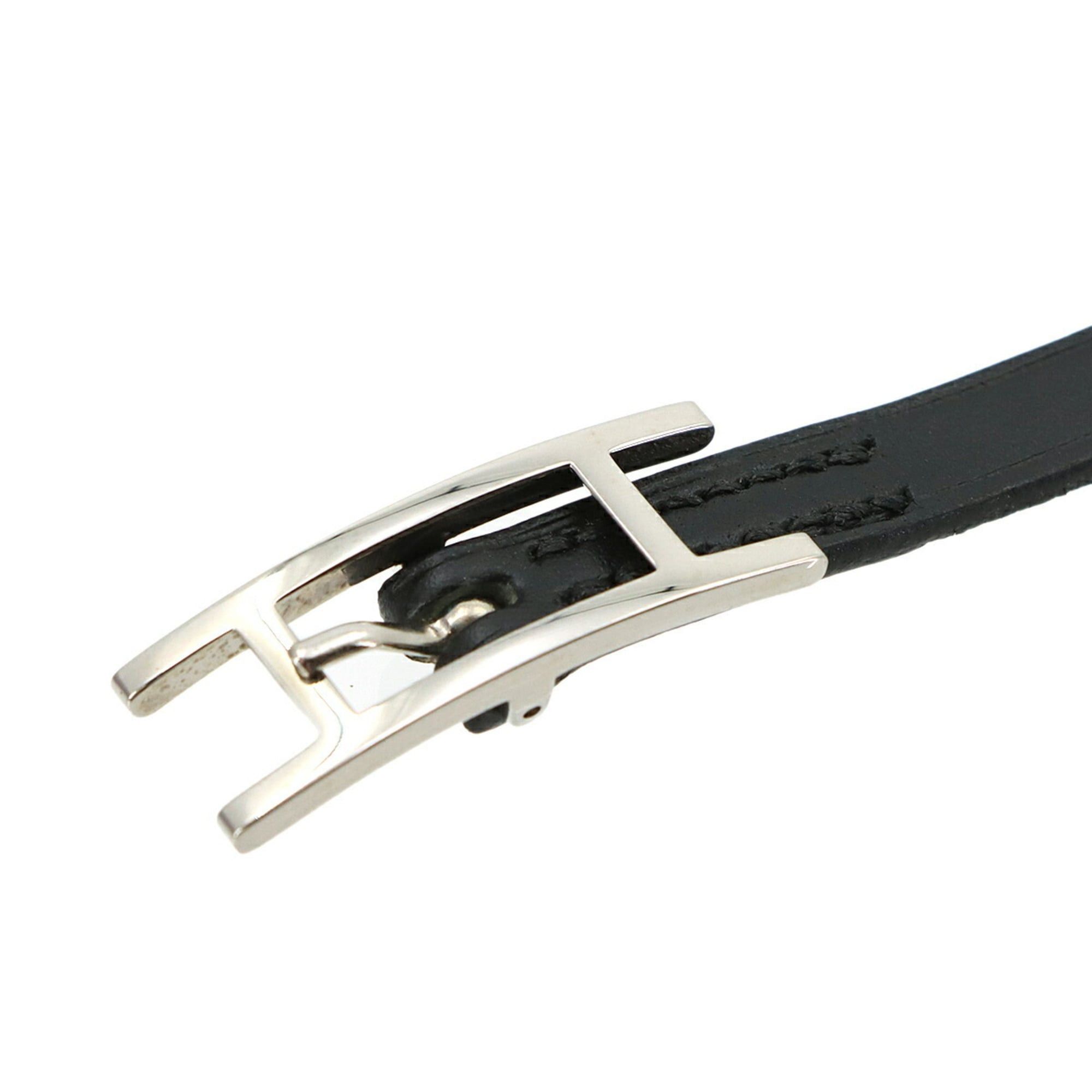 Hermes Hermes Hapi3 Bracelet, Swift Leather, Black, □I Stamp, Silver Hardware Size ONE SIZE - 5 Thumbnail