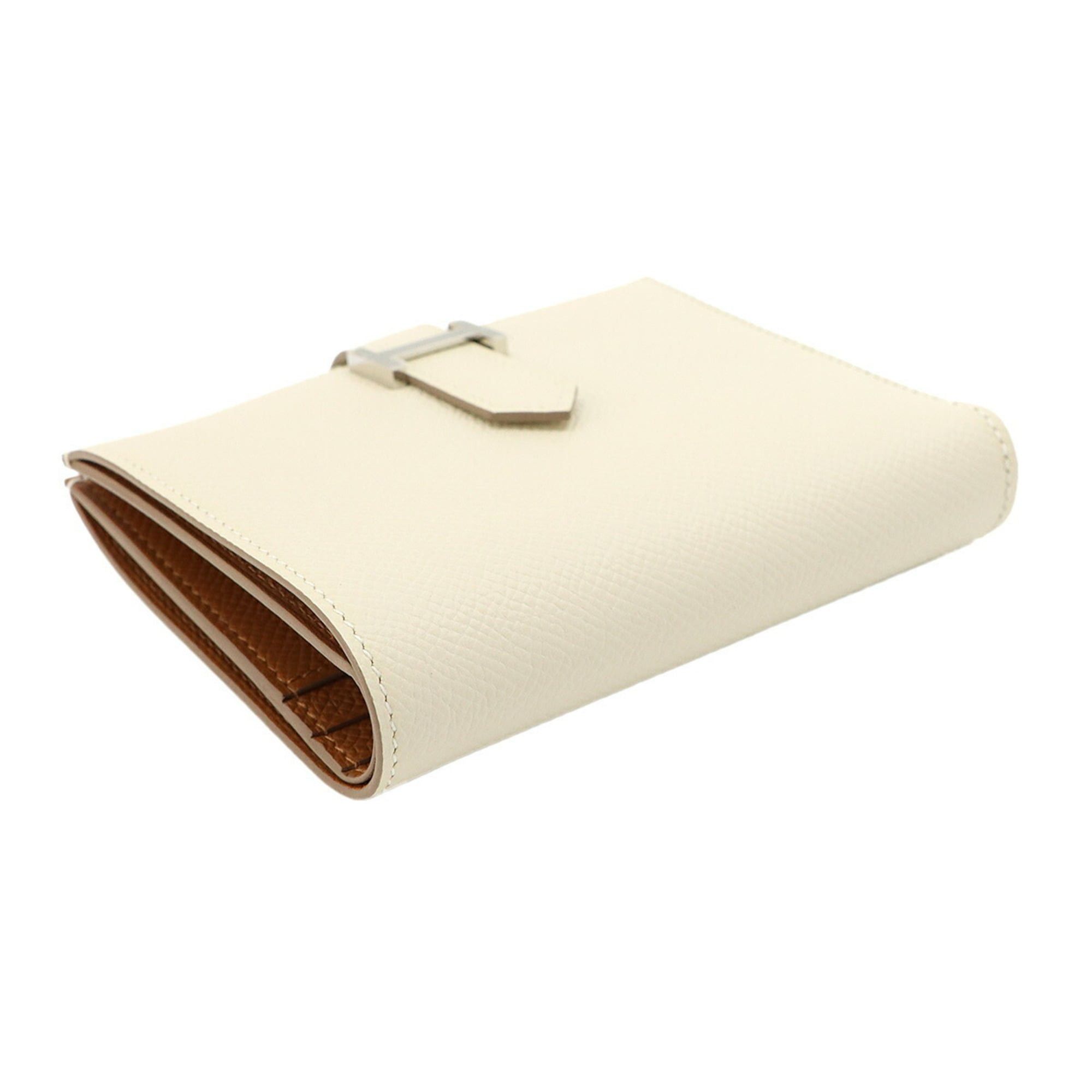 Hermes Hermes Bearn Compact Verso Bi-fold Wallet, Epsom Leather, Craie Gold, U Stamp, Silver Hardware. Size ONE SIZE - 4 Thumbnail
