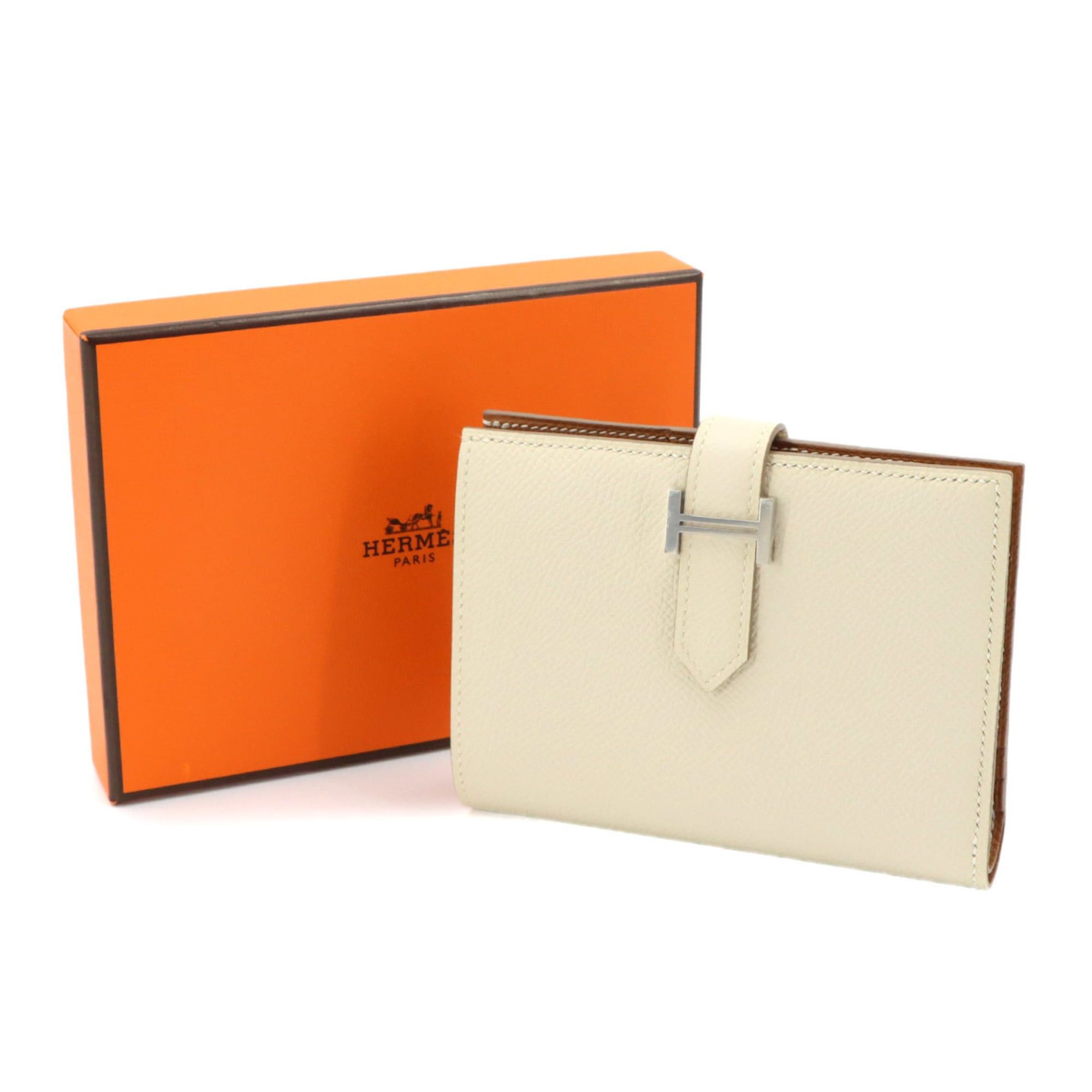 Hermes Hermes Bearn Compact Verso Bi-fold Wallet, Epsom Leather, Craie Gold, U Stamp, Silver Hardware. Size ONE SIZE - 2 Thumbnail