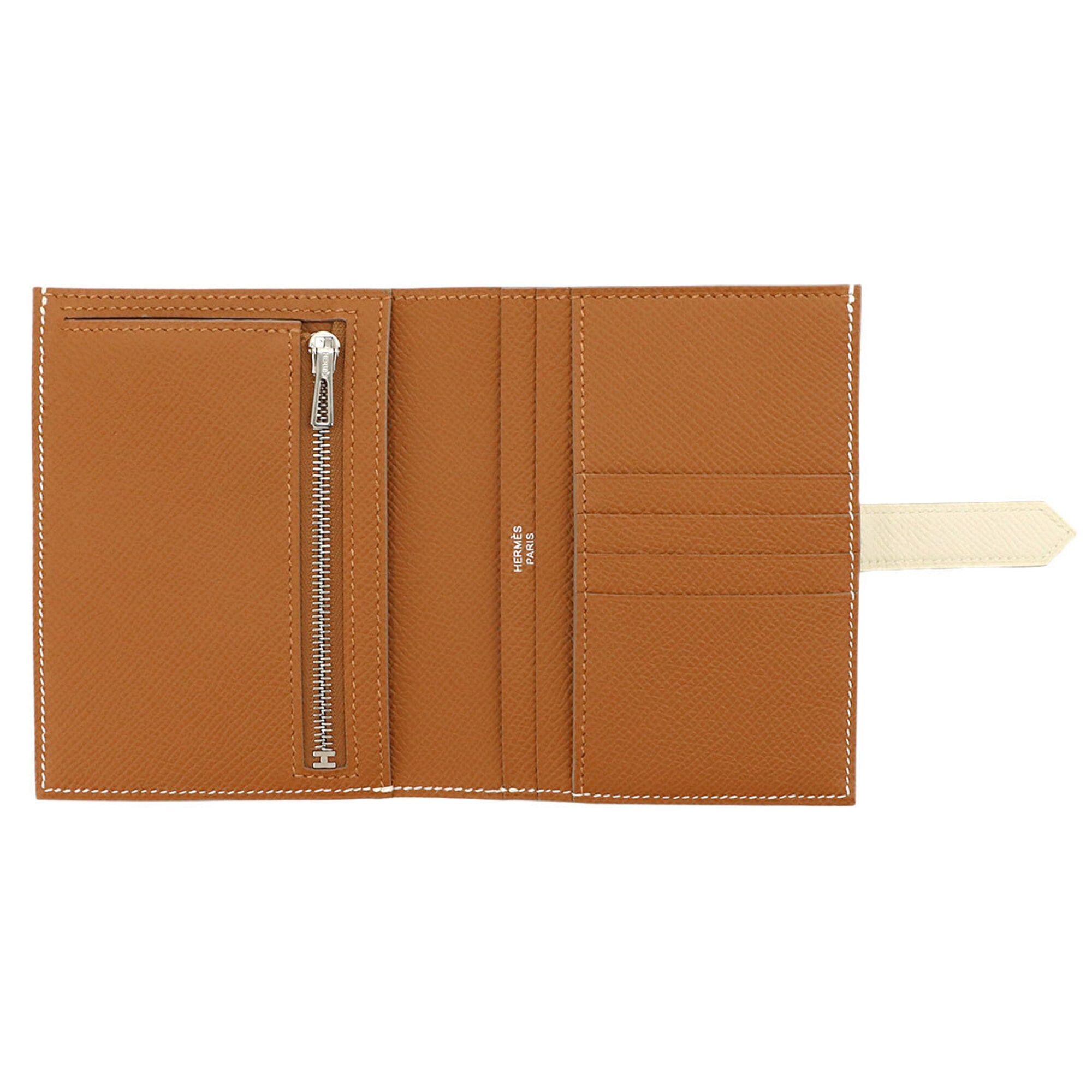 Hermes Hermes Bearn Compact Verso Bi-fold Wallet, Epsom Leather, Craie Gold, U Stamp, Silver Hardware. Size ONE SIZE - 6 Thumbnail
