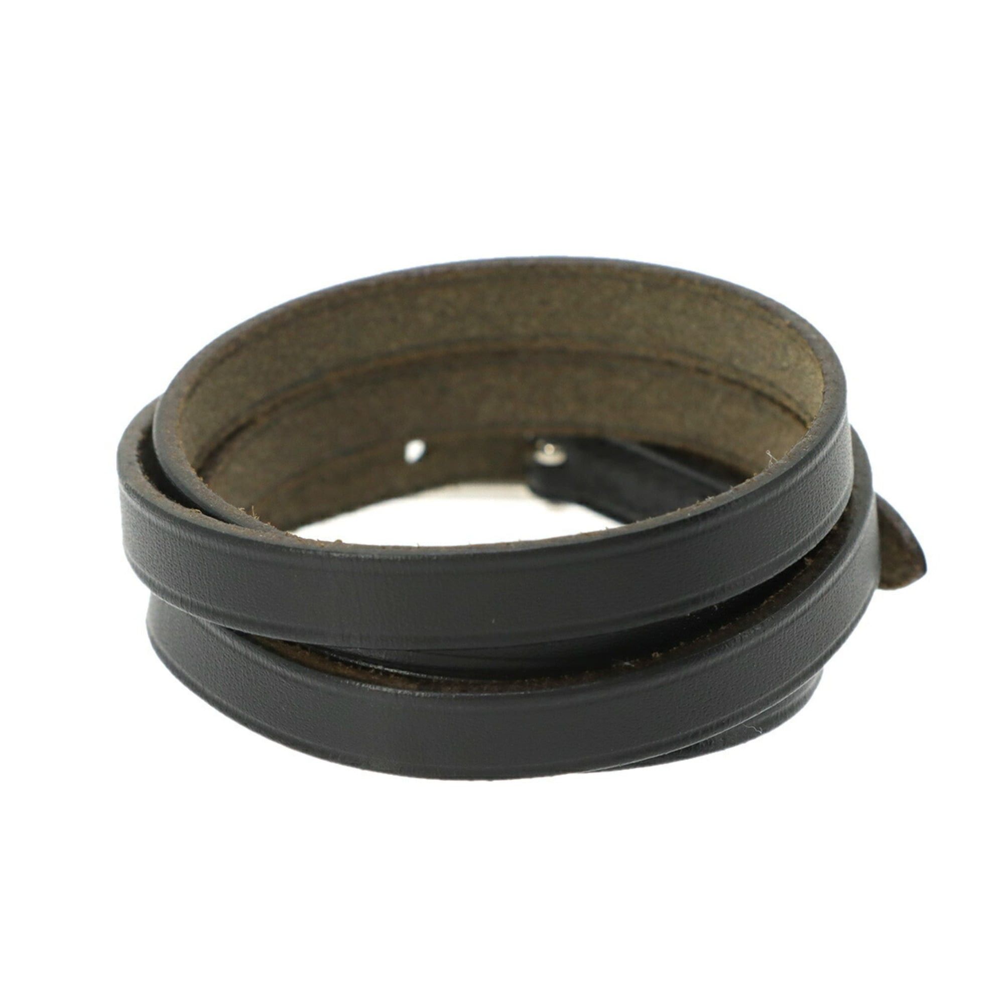 Hermes Hermes Hapi3 Bracelet, Swift leather, Black, Silver hardware. Size ONE SIZE - 2 Thumbnail