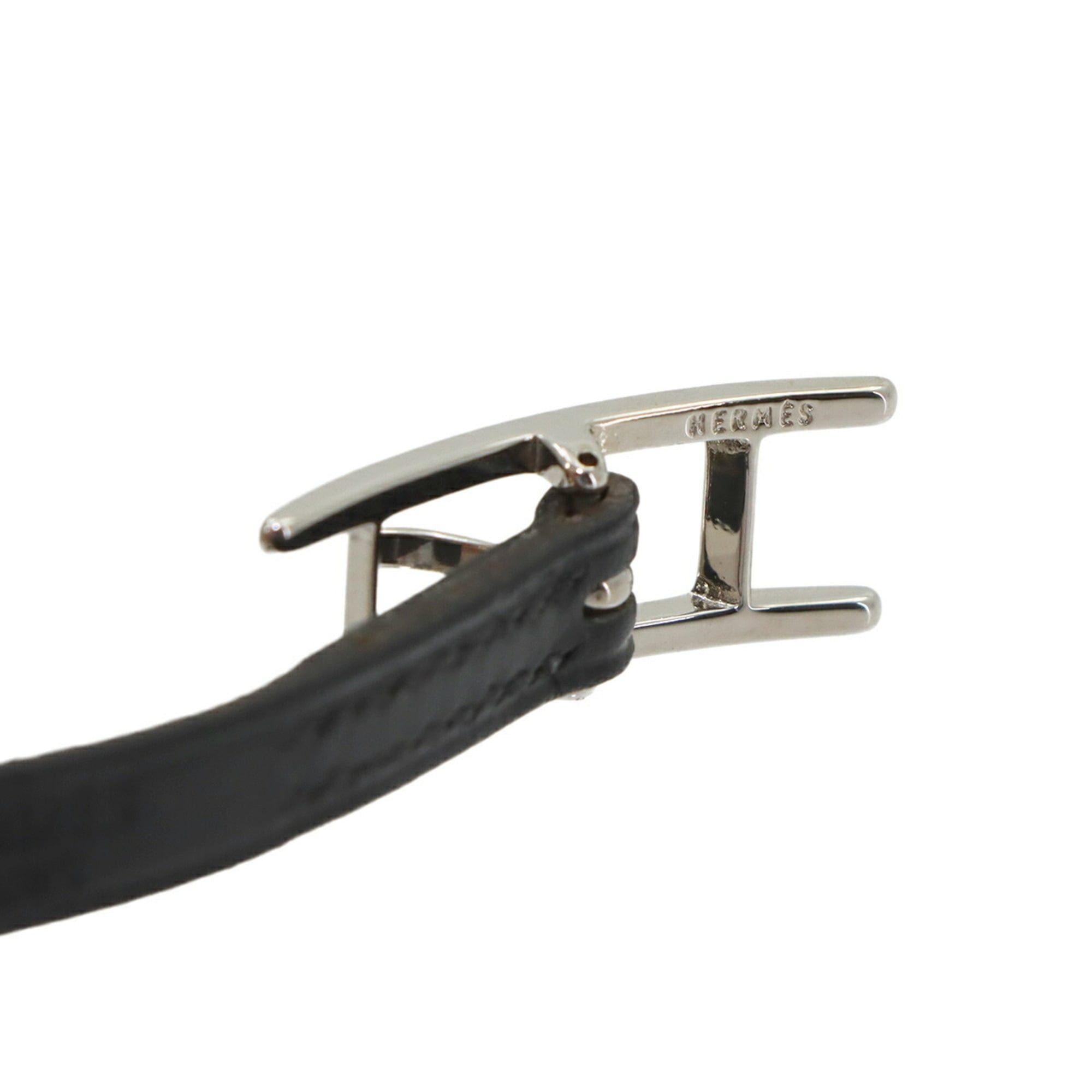Hermes Hermes Hapi3 Bracelet, Swift leather, Black, Silver hardware. Size ONE SIZE - 5 Thumbnail