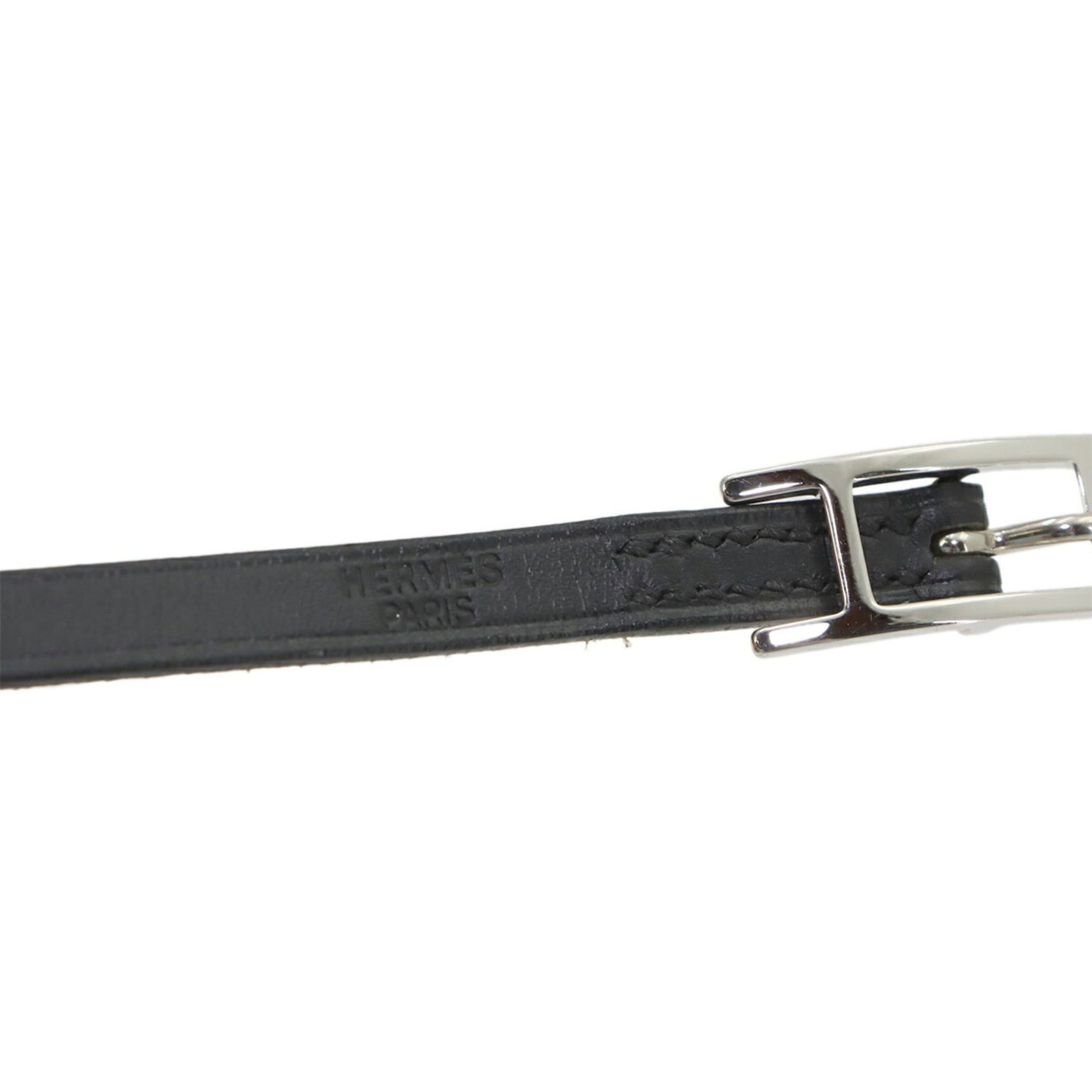 Hermes Hermes Hapi3 Bracelet, Swift leather, Black, Silver hardware. Size ONE SIZE - 4 Thumbnail
