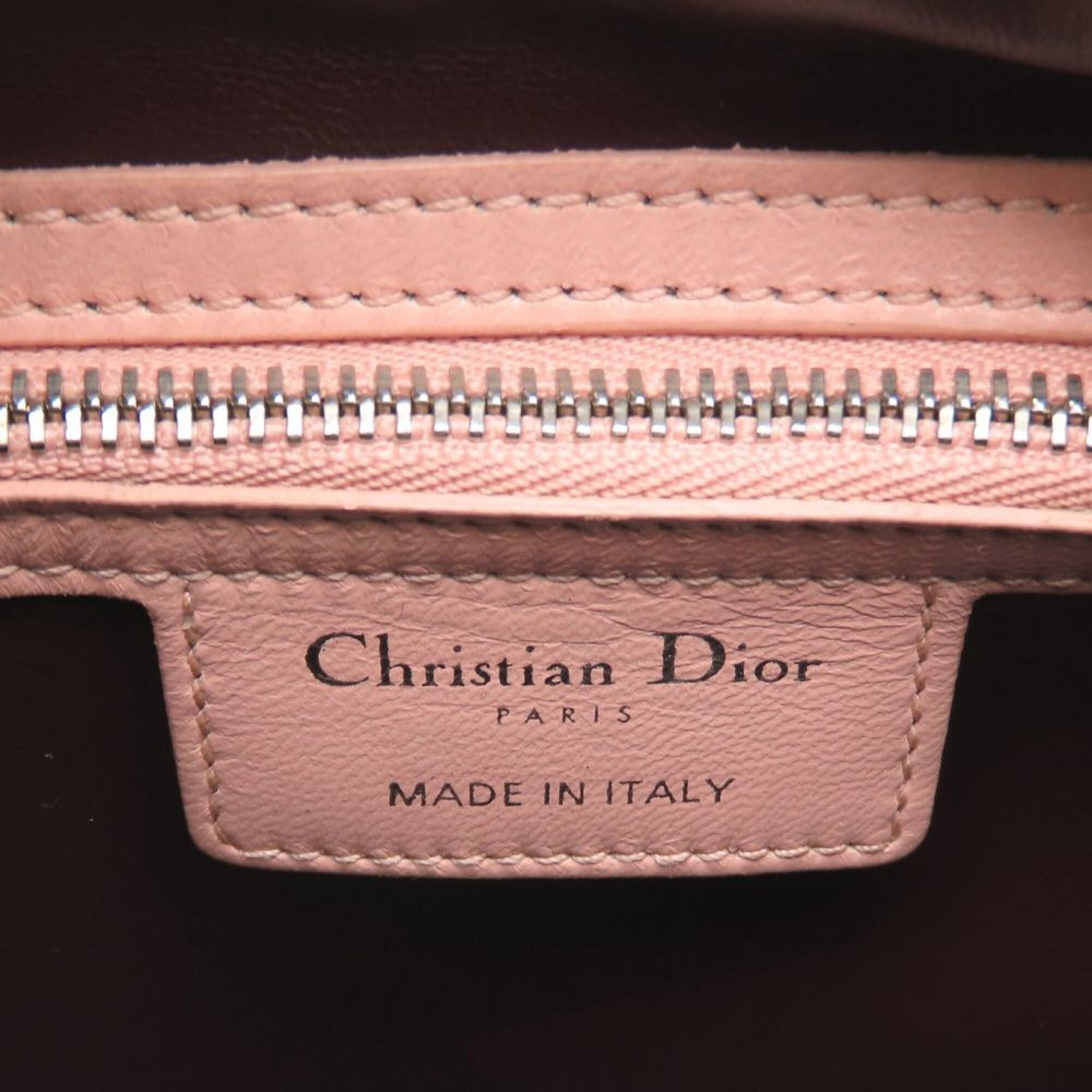 Dior Christian Dior Lady Medium Cannage Tricolor Handbag, Leather, Gray, Pink, Burgundy, Women's, 353277 Size ONE SIZE - 9 Thumbnail