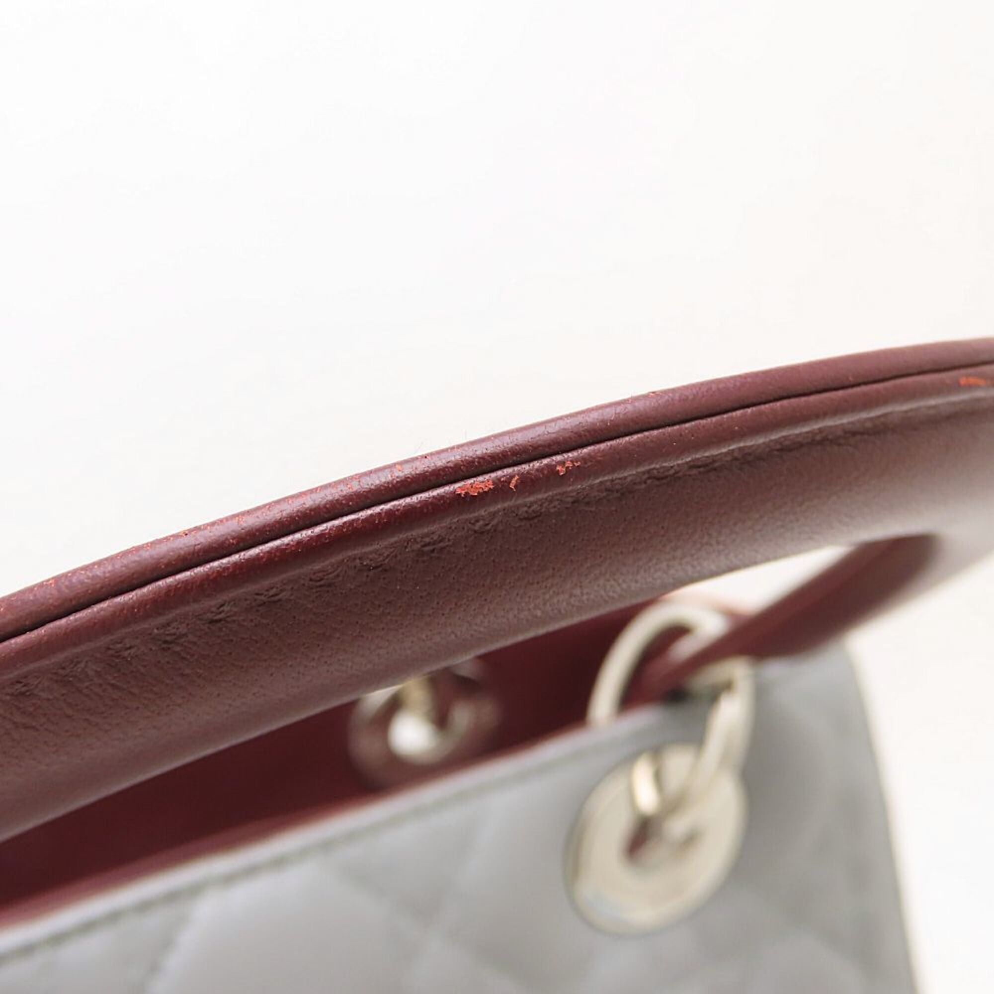 Dior Christian Dior Lady Medium Cannage Tricolor Handbag, Leather, Gray, Pink, Burgundy, Women's, 353277 Size ONE SIZE - 22 Thumbnail