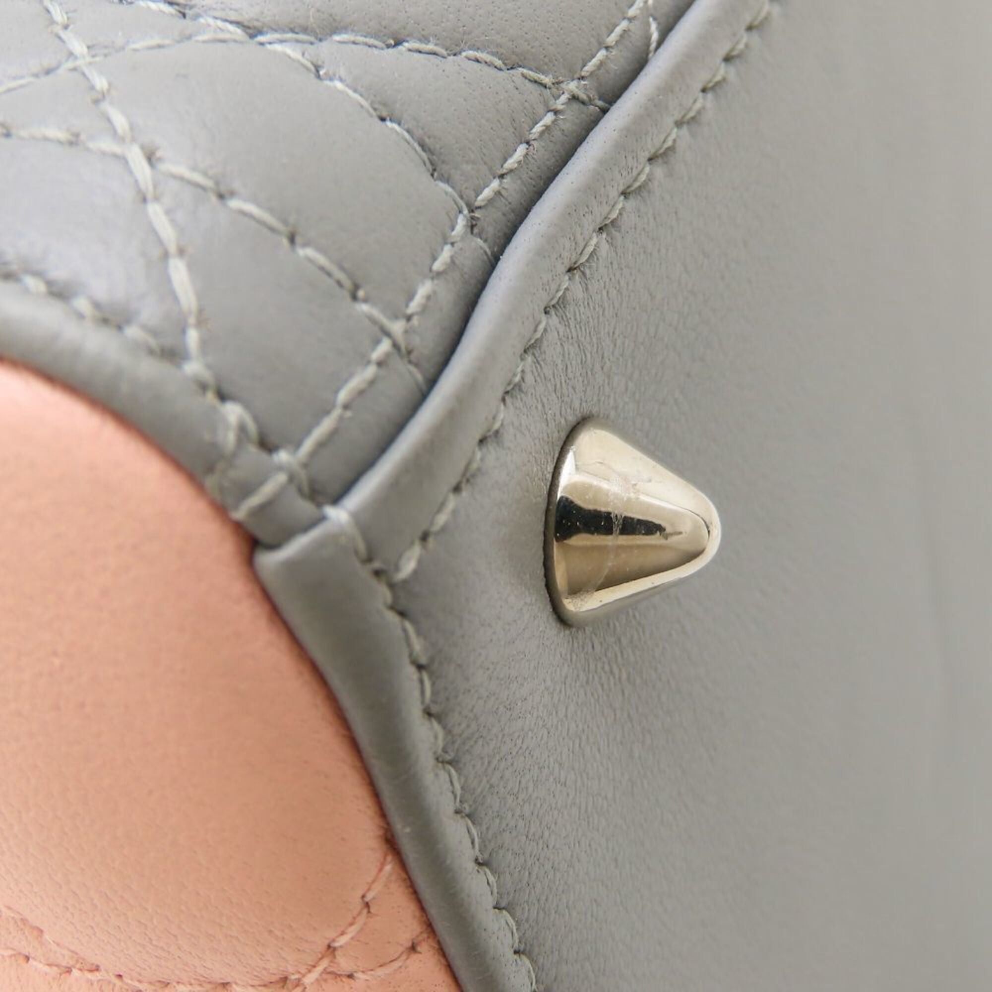 Dior Christian Dior Lady Medium Cannage Tricolor Handbag, Leather, Gray, Pink, Burgundy, Women's, 353277 Size ONE SIZE - 21 Thumbnail