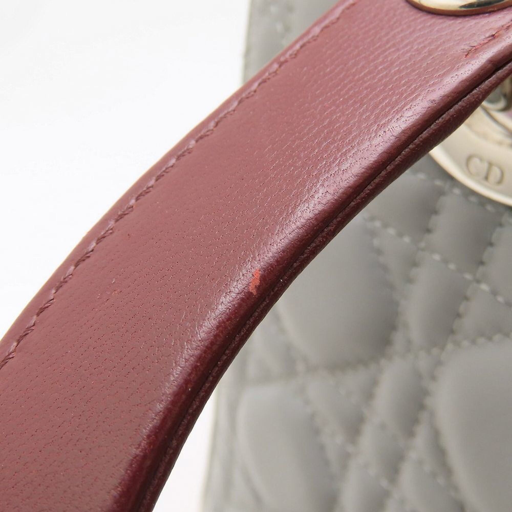 Dior Christian Dior Lady Medium Cannage Tricolor Handbag, Leather, Gray, Pink, Burgundy, Women's, 353277 Size ONE SIZE - 24 Thumbnail