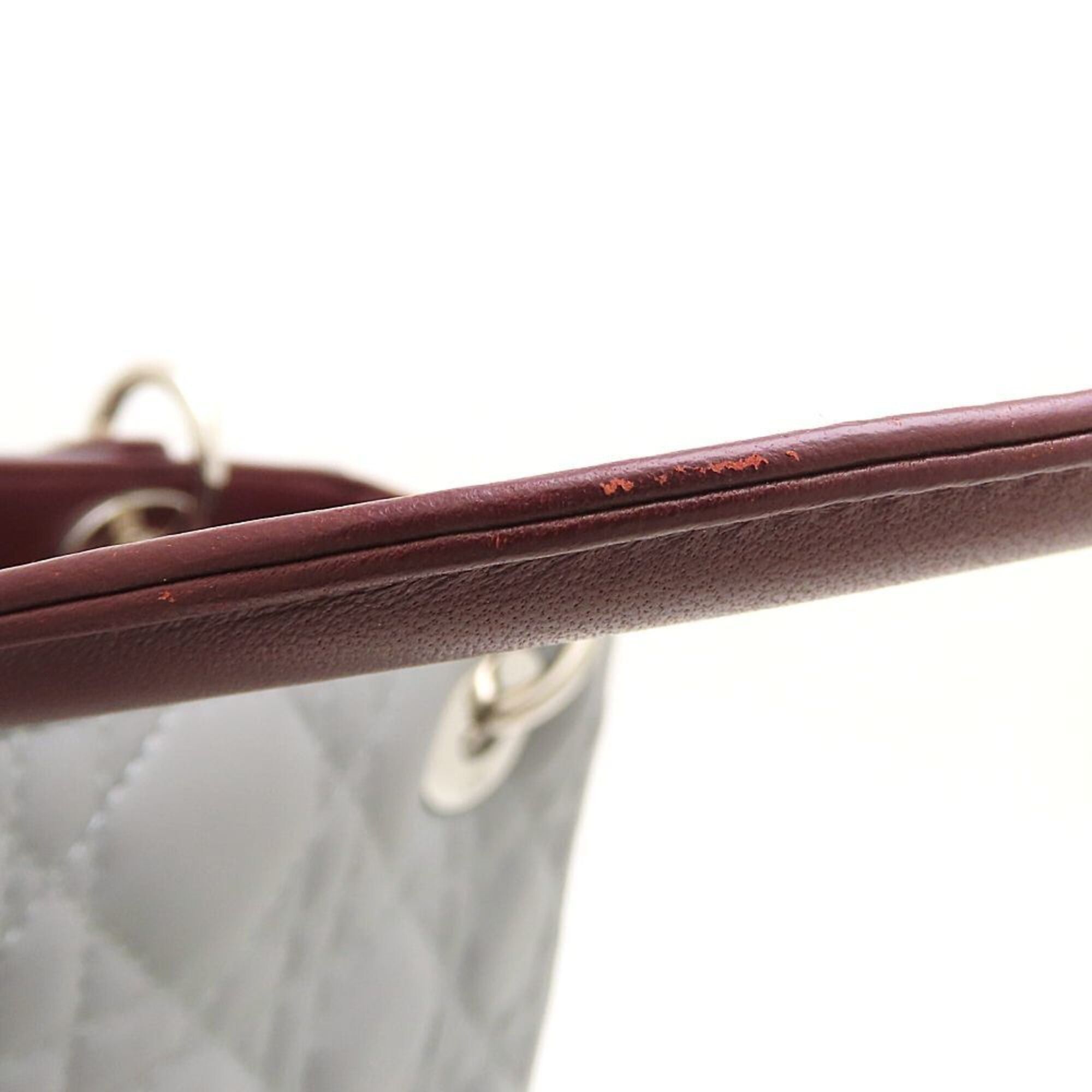 Dior Christian Dior Lady Medium Cannage Tricolor Handbag, Leather, Gray, Pink, Burgundy, Women's, 353277 Size ONE SIZE - 23 Thumbnail