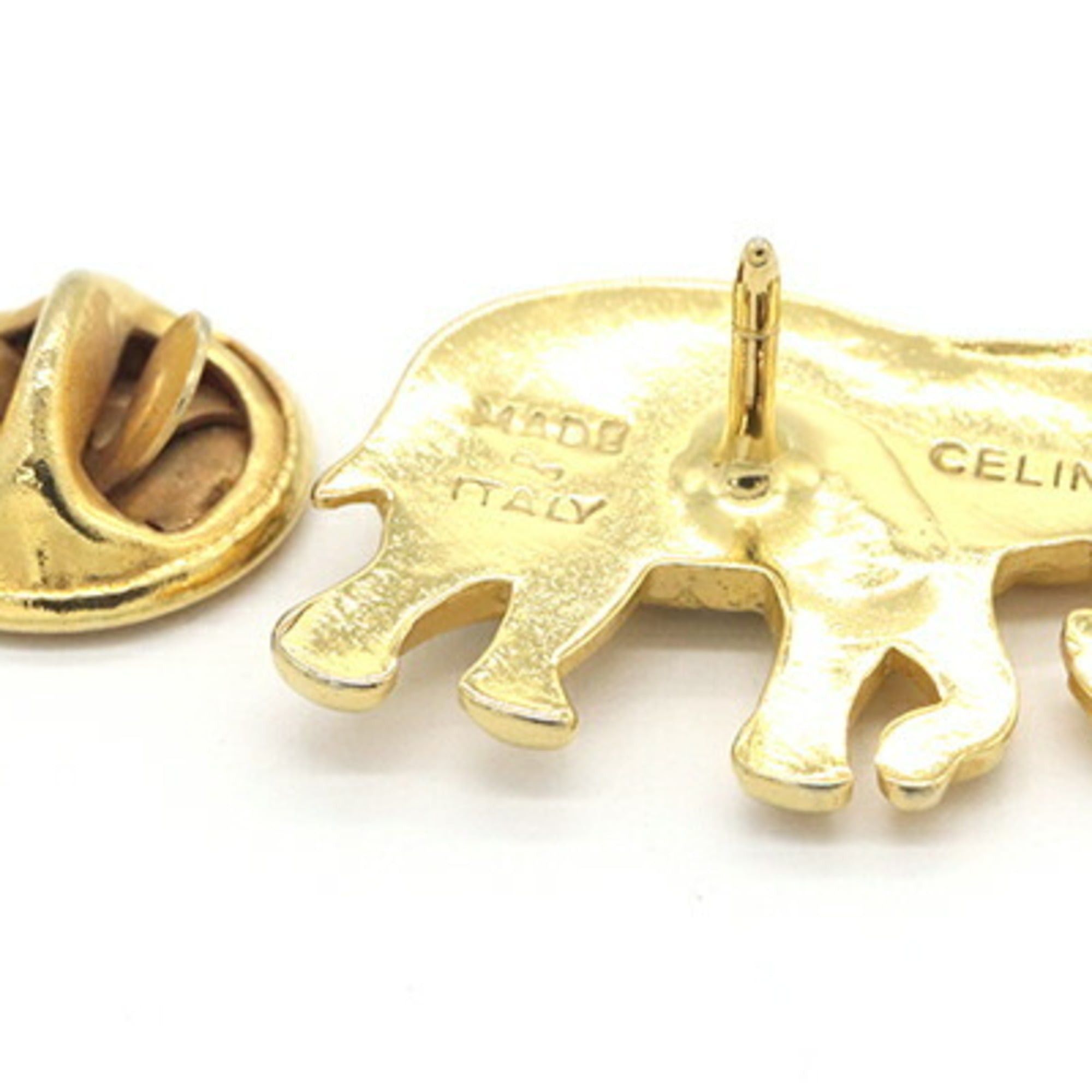 Celine Celine Gold Metal Rhinestone Pin Badge Brooch, Statue, Old Style, Ladies' CELINE Size ONE SIZE - 3 Thumbnail