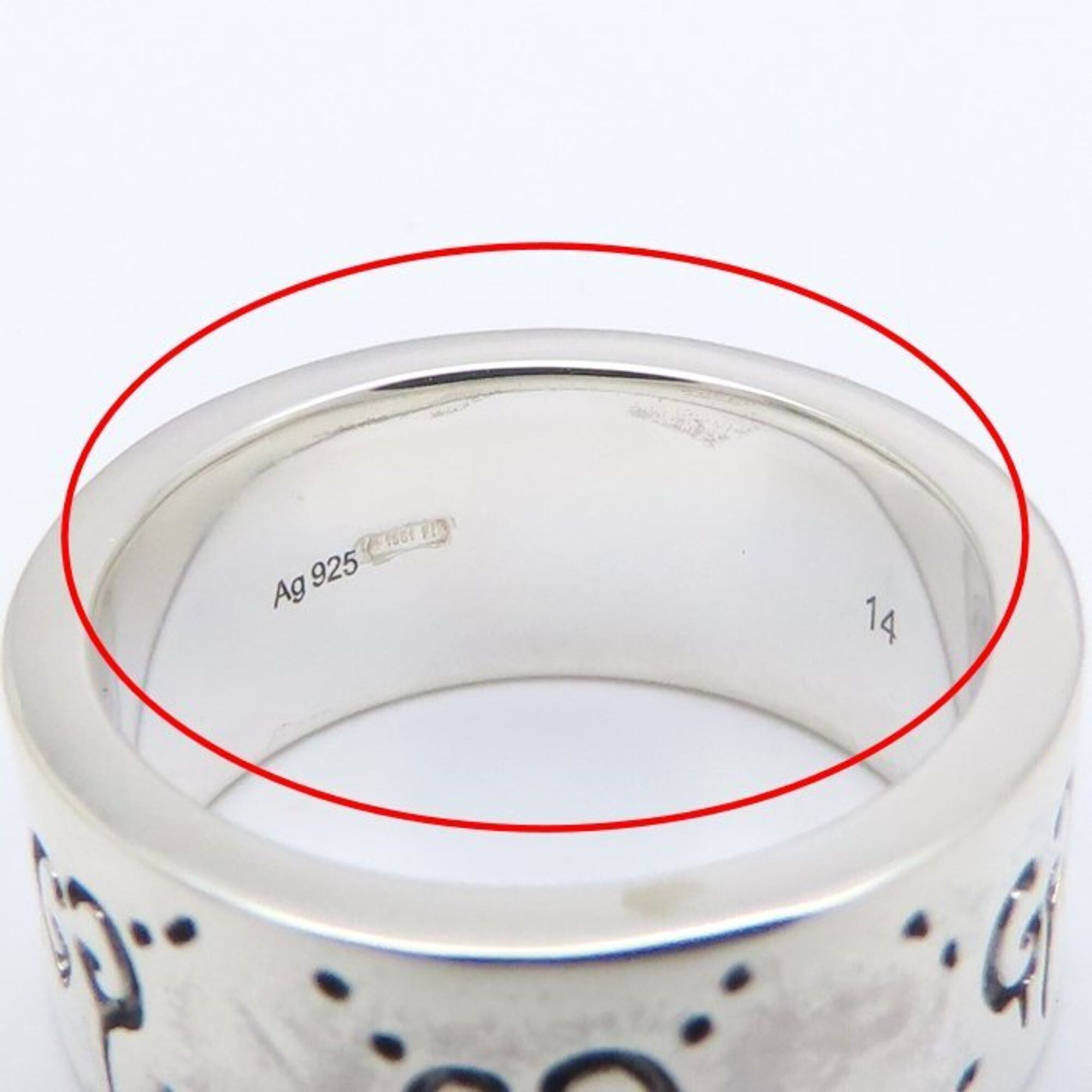 Gucci GUCCI Icon Ghost Ring, GG, #14, SV925, Women's, 295400 Size ONE SIZE - 16 Thumbnail