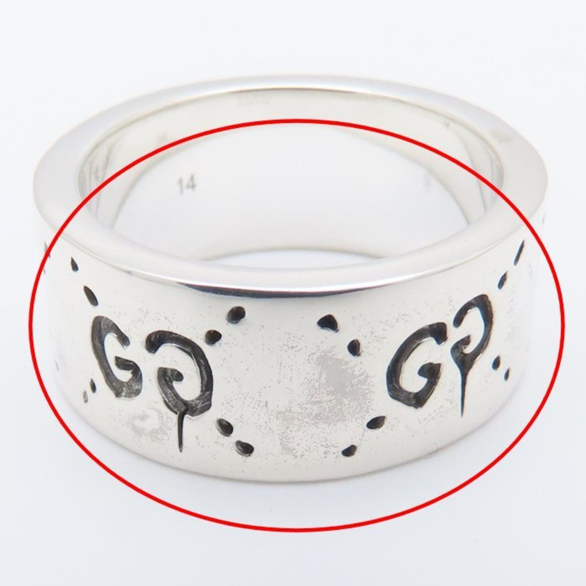 Gucci GUCCI Icon Ghost Ring, GG, #14, SV925, Women's, 295400 Size ONE SIZE - 14 Thumbnail