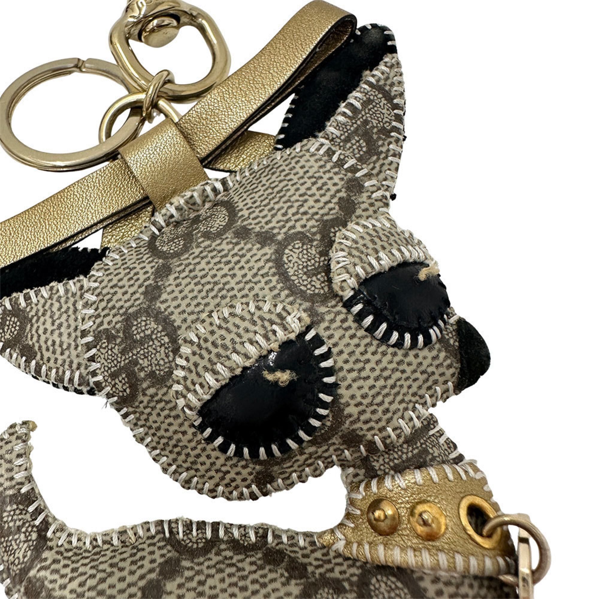 Gucci Gucci keychain for women, brand name, Gucciori, Chihuahua, GG Supreme, beige, brown, dog. Size ONE SIZE - 5 Thumbnail